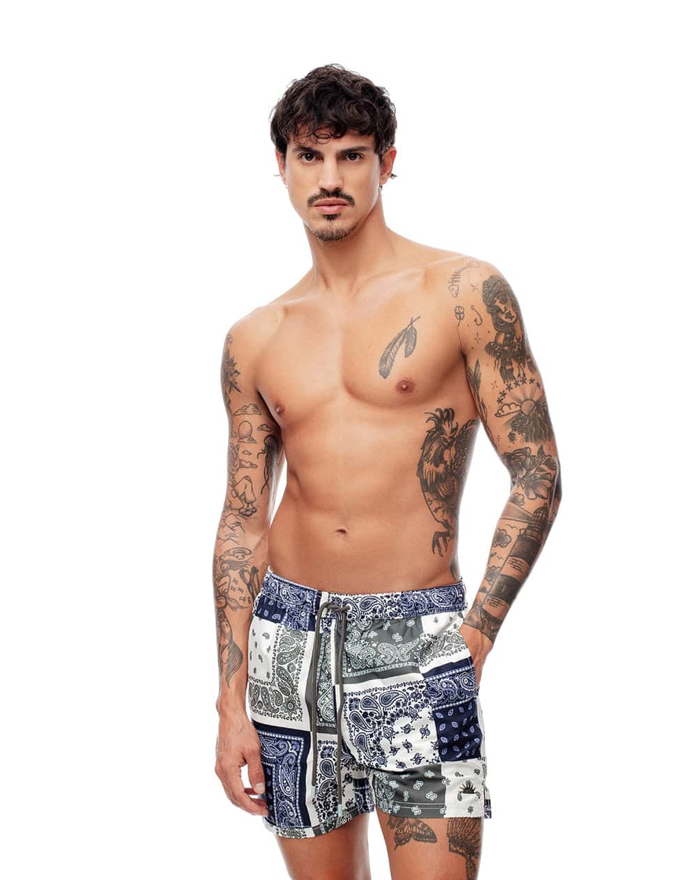 Pantaloneta de baño estampada hombre