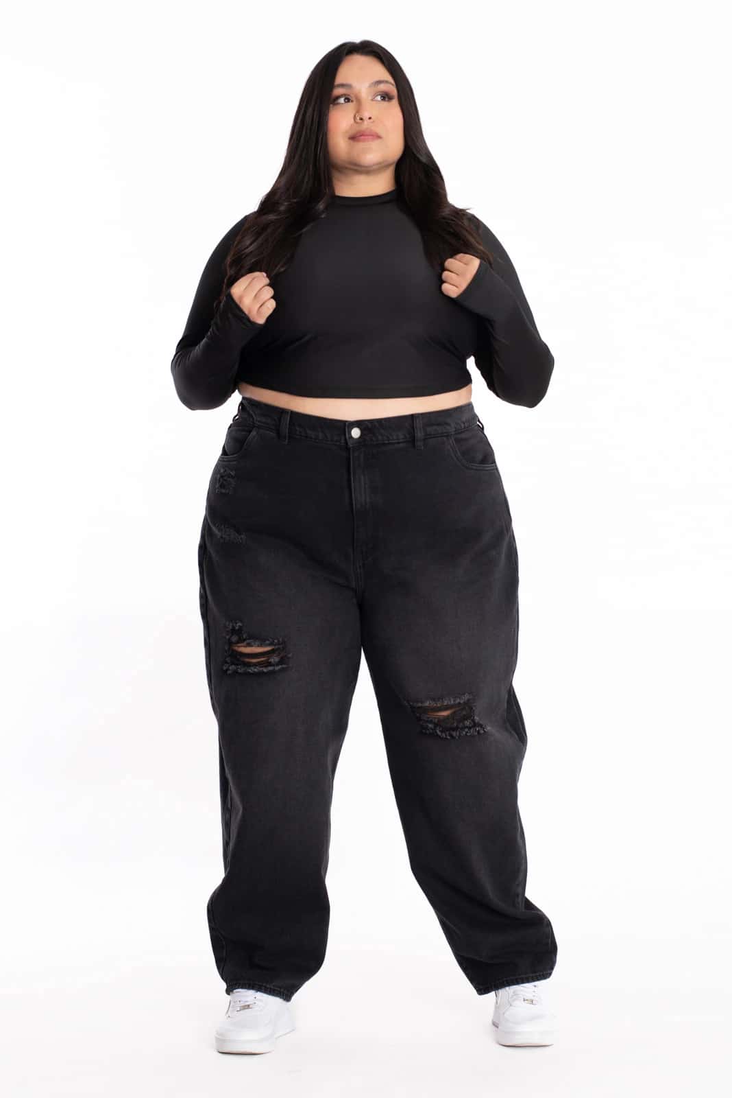 Jean Boyfriend Negro Rotos 413 - miniatura 8
