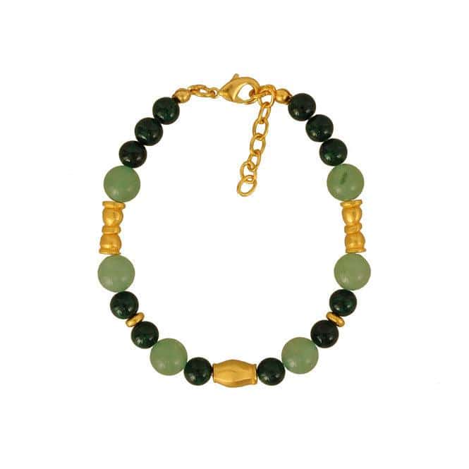 Pulsera verde semipreciosa aventurina y fossil