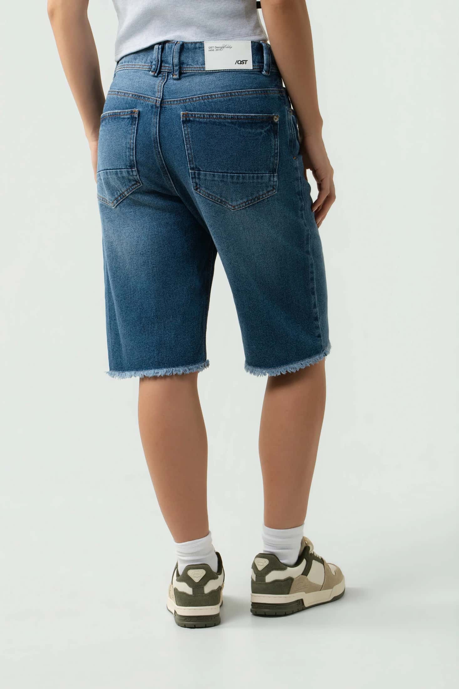 Bermuda Denim QST Raw Edge - Azul Medio - miniatura 11