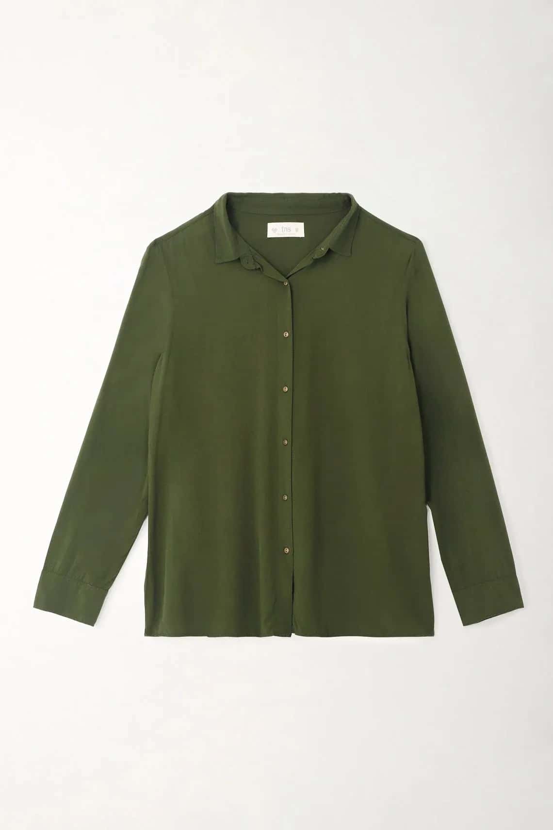 Camisa manga larga verde para mujer
