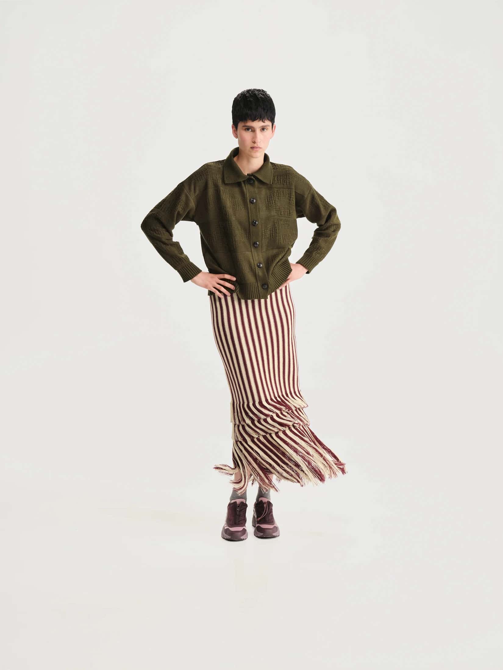 GREEN PICNIC POLO CARDIGAN