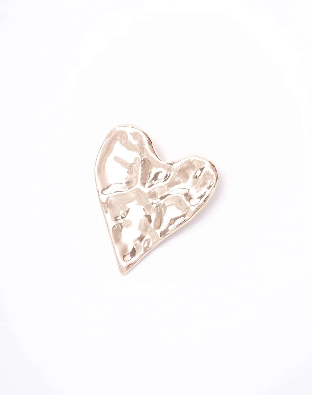 Prendedor corazón texturizado dorado mujer