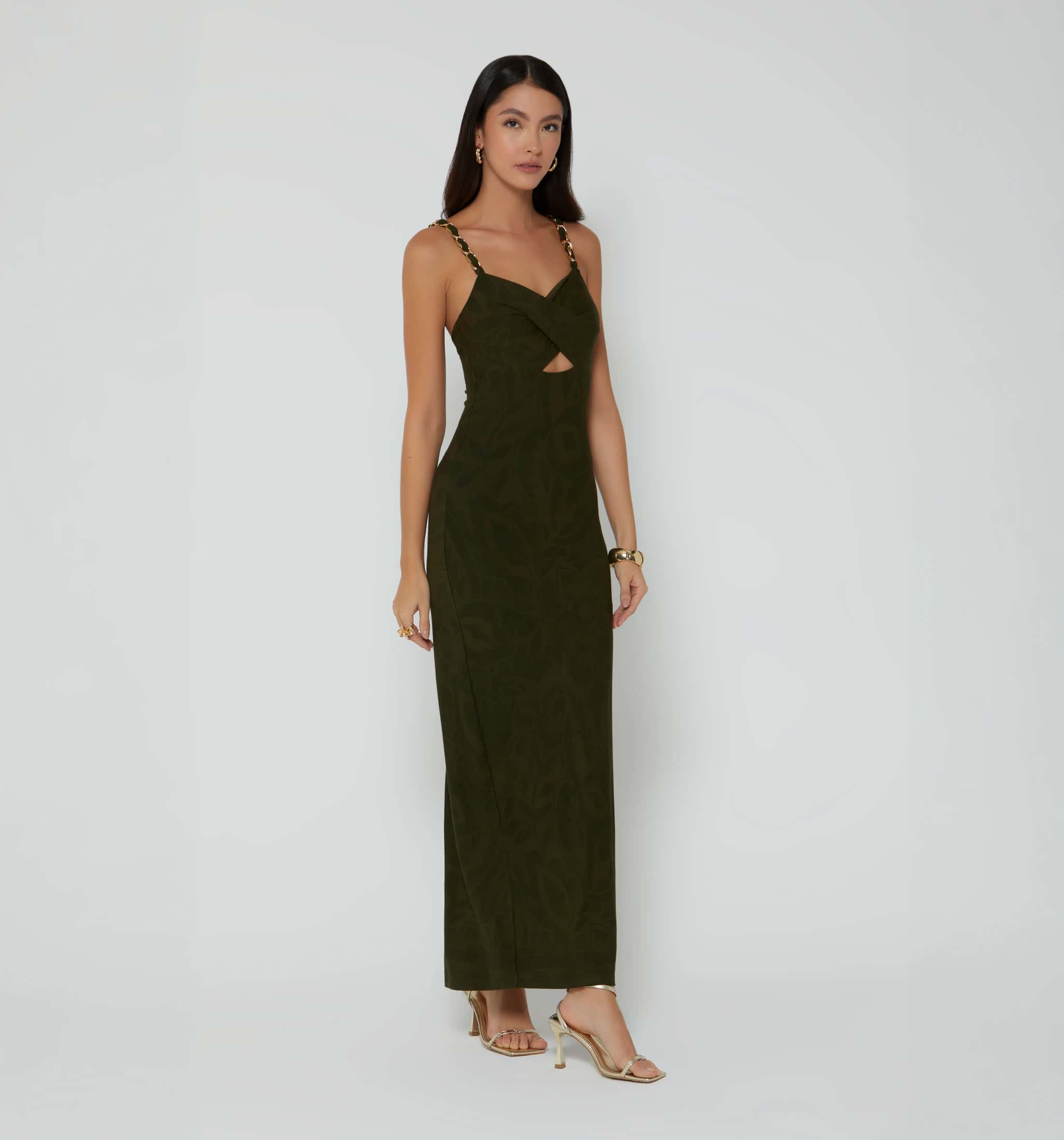 Vestido largo tira con cadena