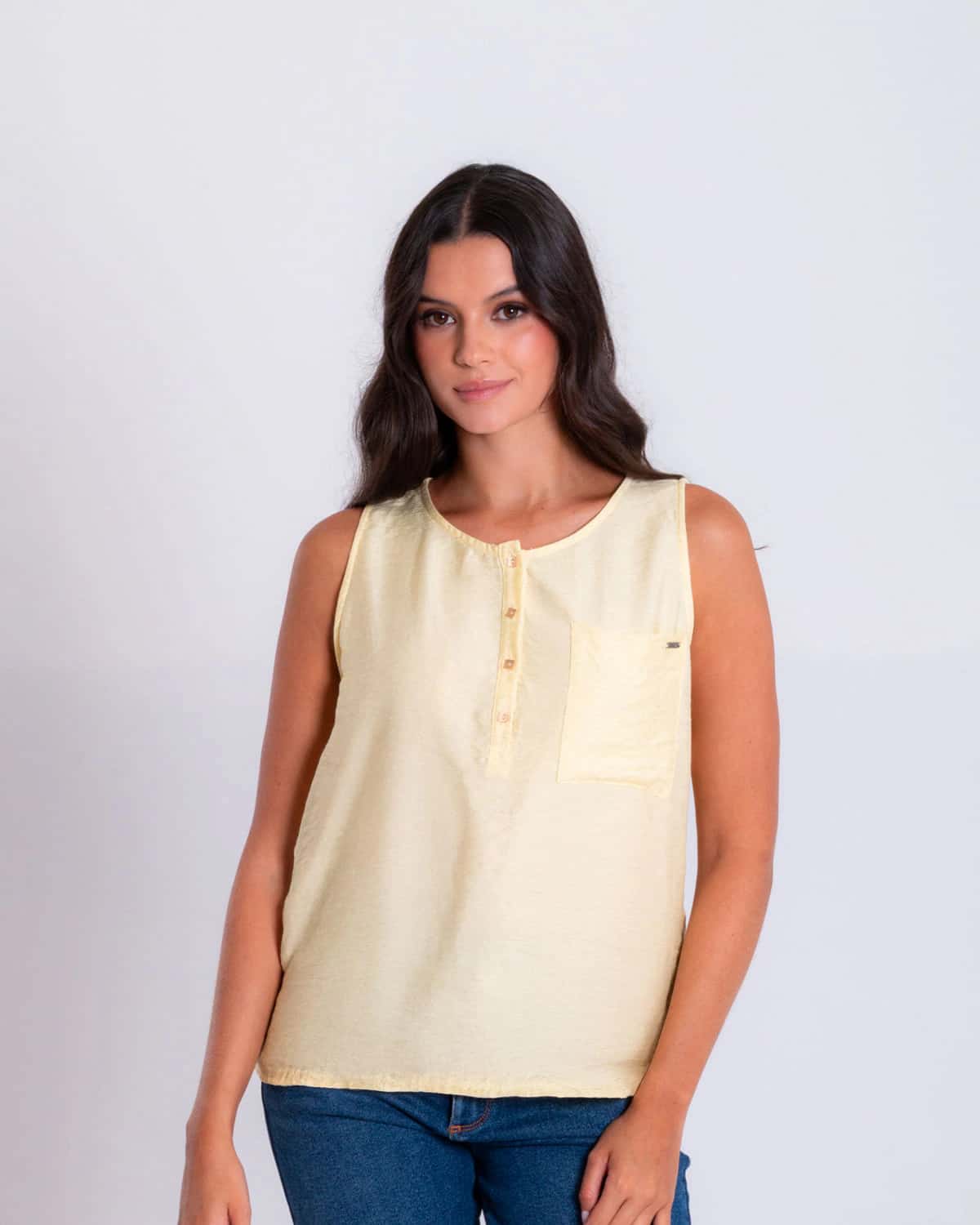 Blusa amarilla manga sisa para mujer