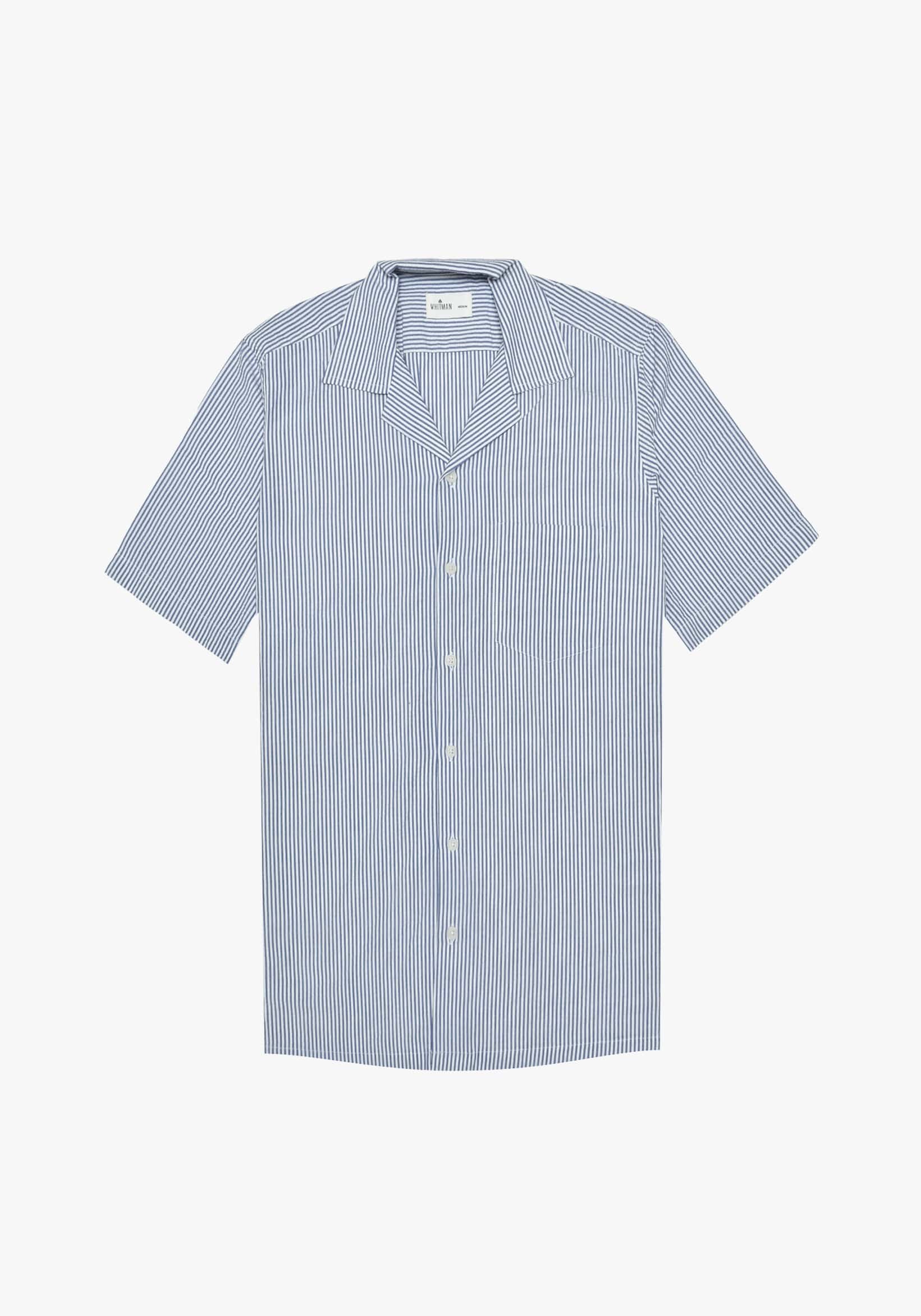 Camisa Cubana Paros Rayas Azul Medio - miniatura 1
