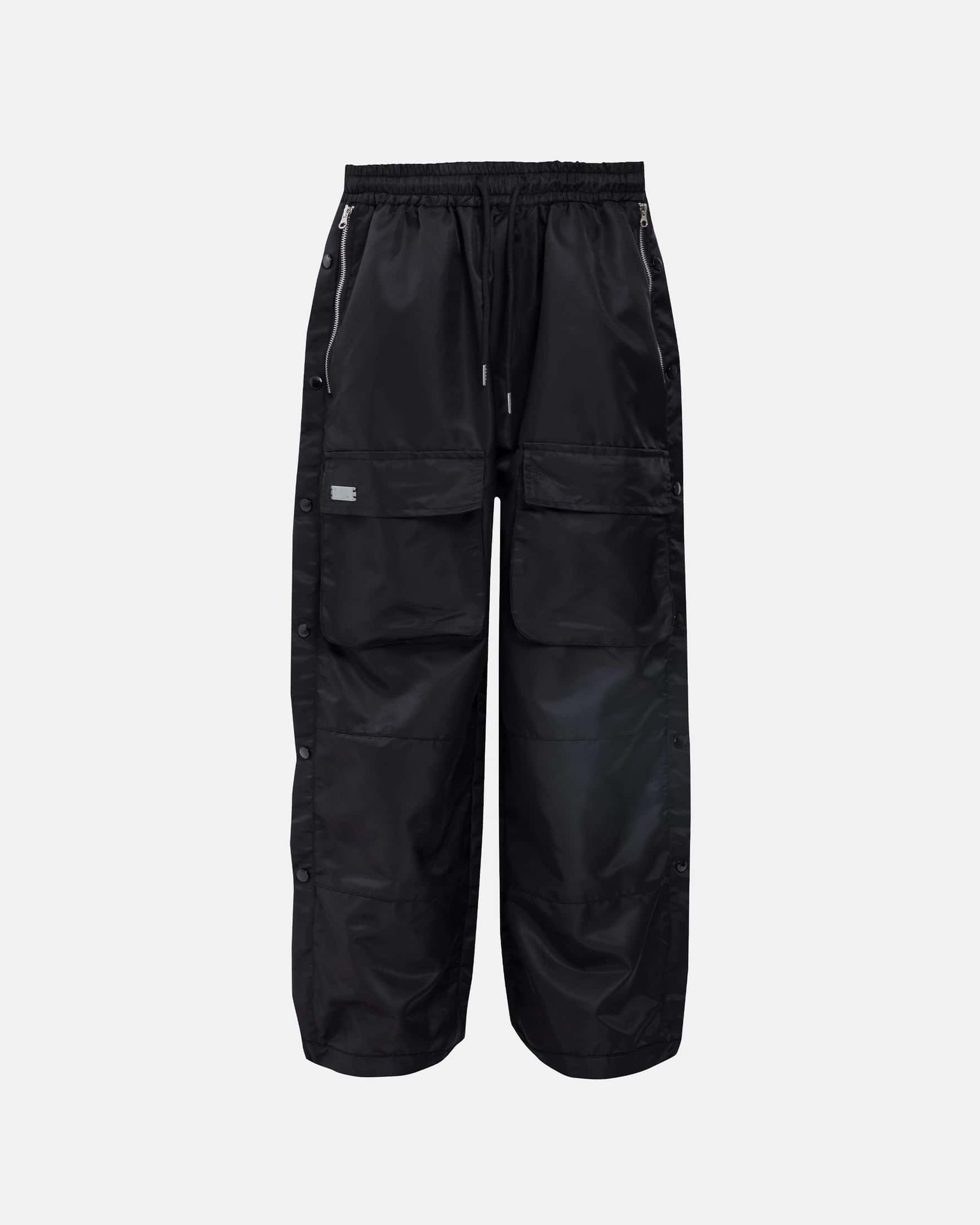 Basics Side Buttons Cargo Pants Black