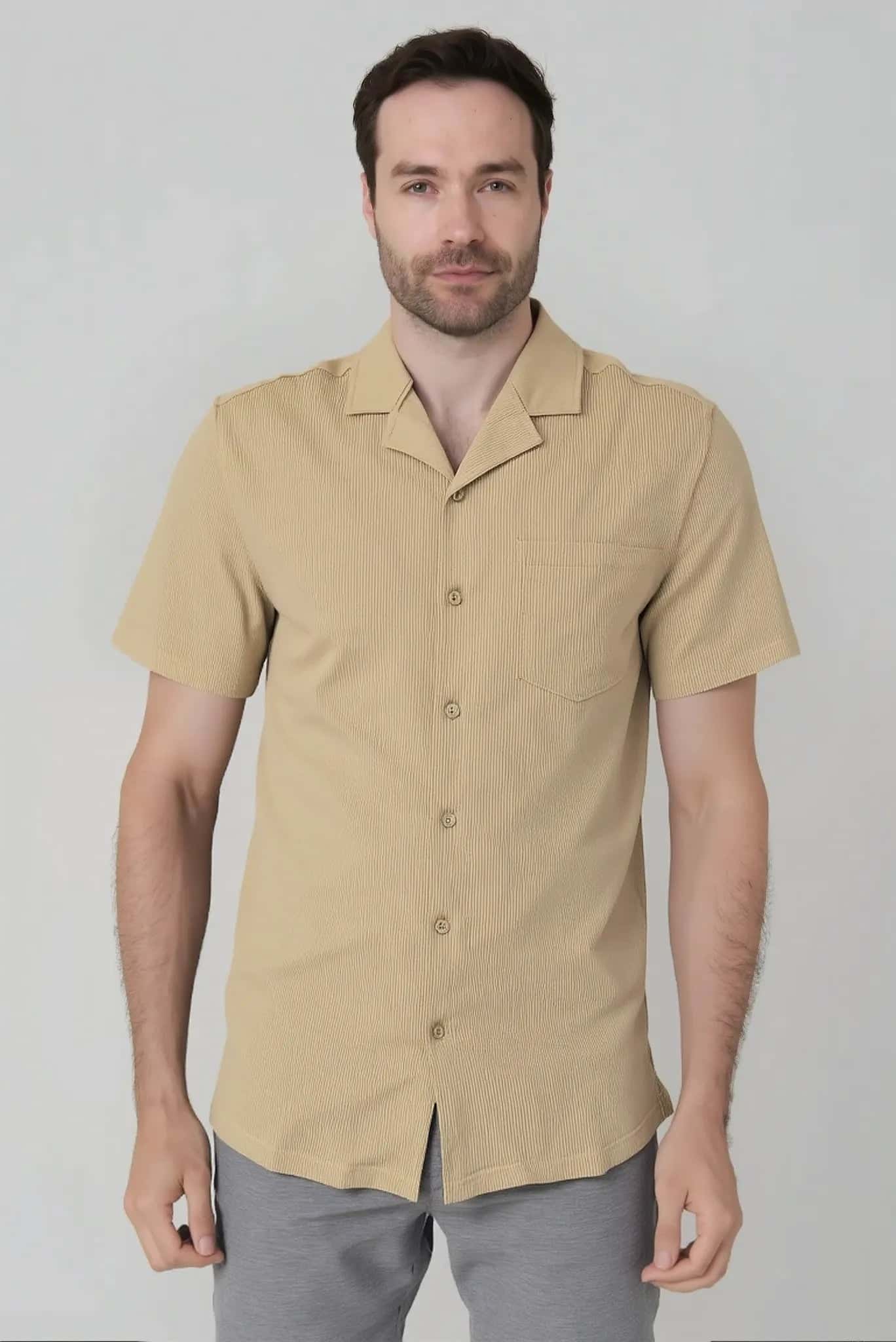 Camisa con textura manga corta para hombre Jon Sonen 087224001
