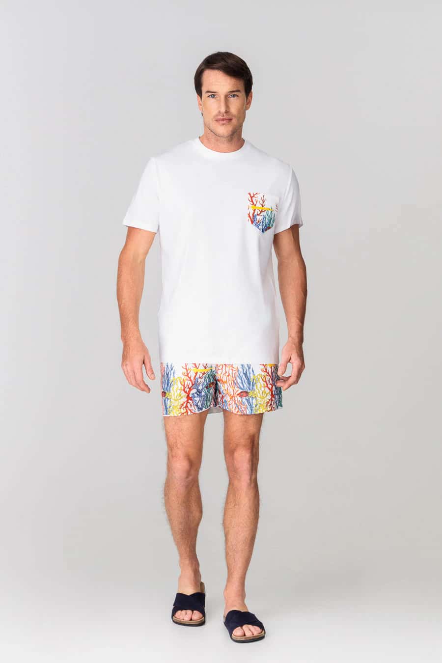 Men's cotton t-shirt pocket vega white