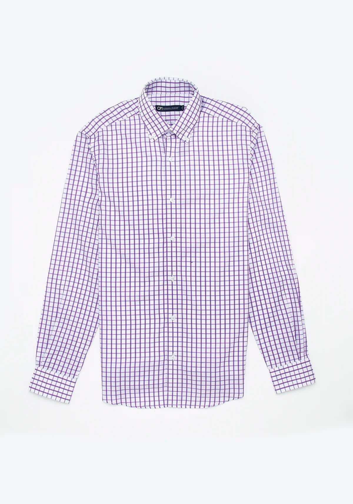 Camisa Sarga Cuadro Ventana Algodón Lila