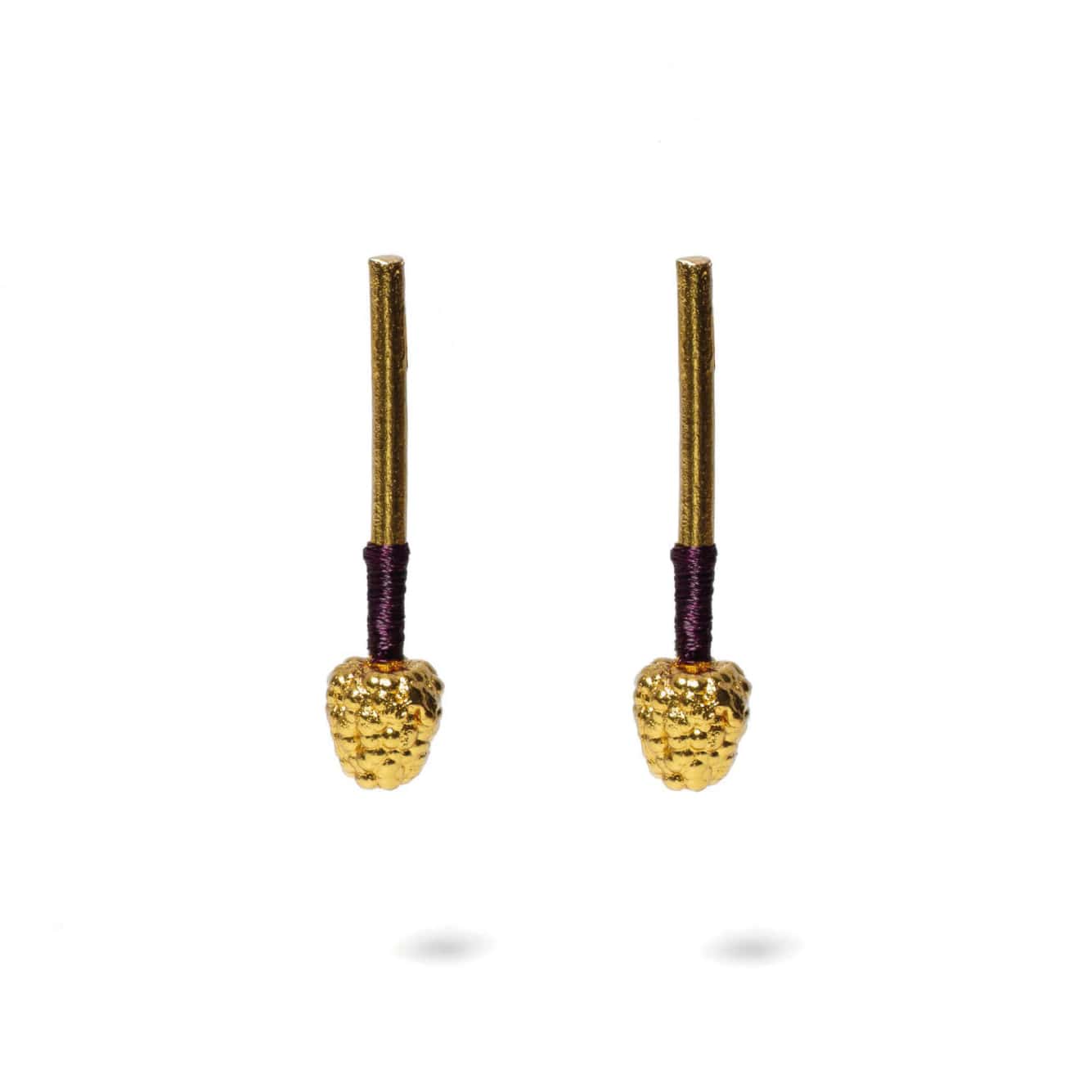 Golden Blackberry Cane Earring