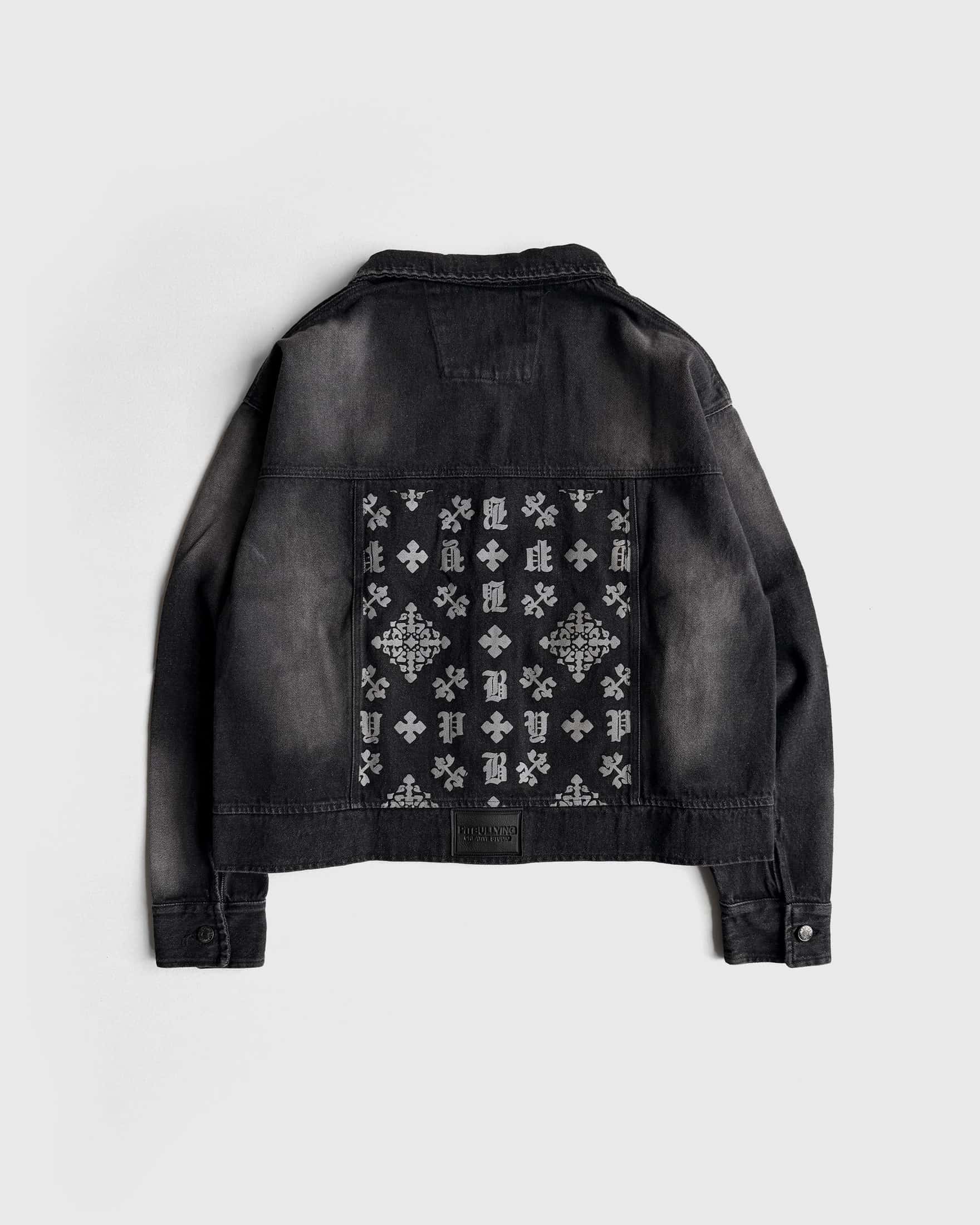 DENIM JACKET BOXY FIT MONOGRAM NEGRA - miniatura 2