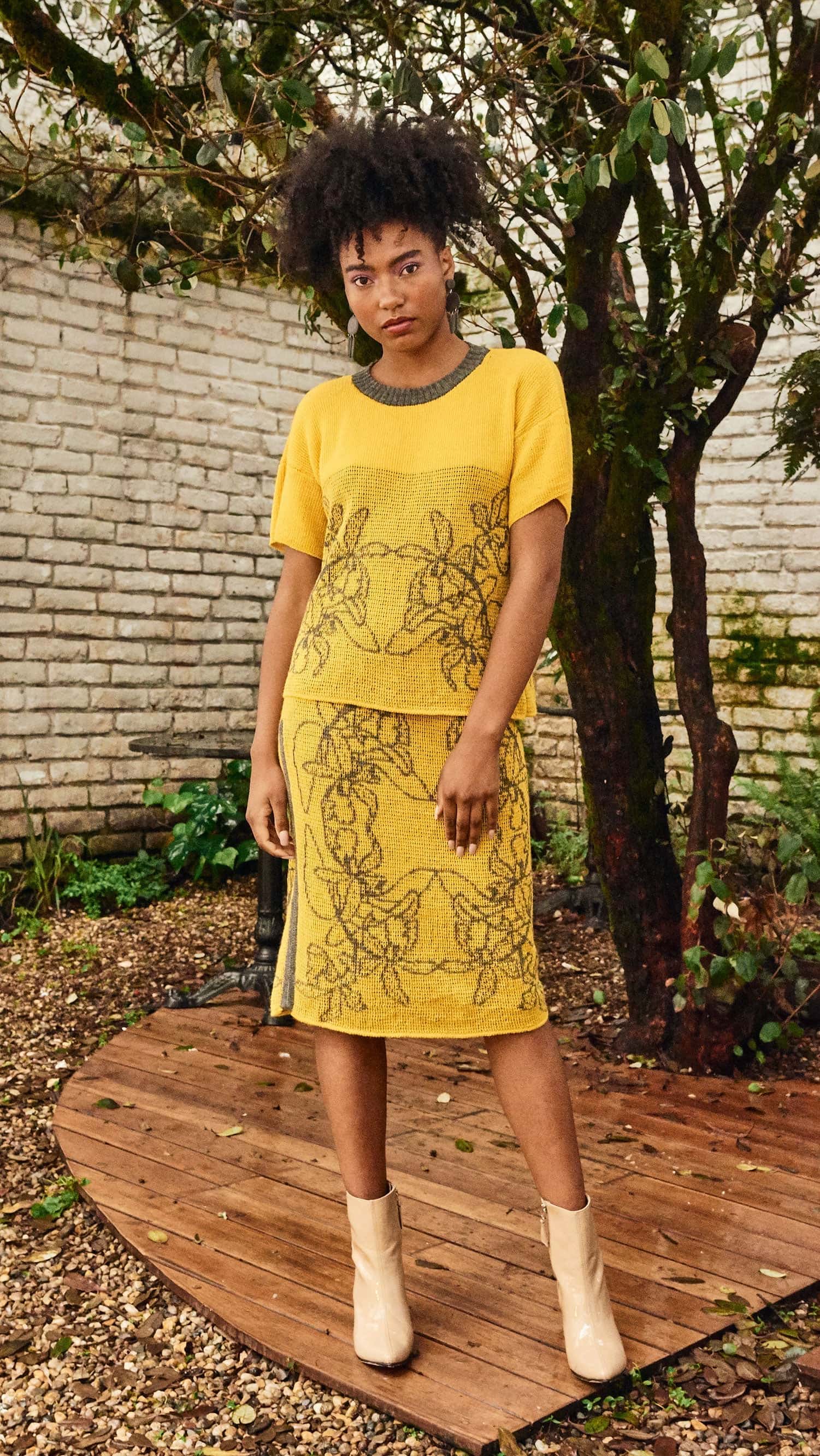 Falda Orquídea Alpaca - Amarillo y gris