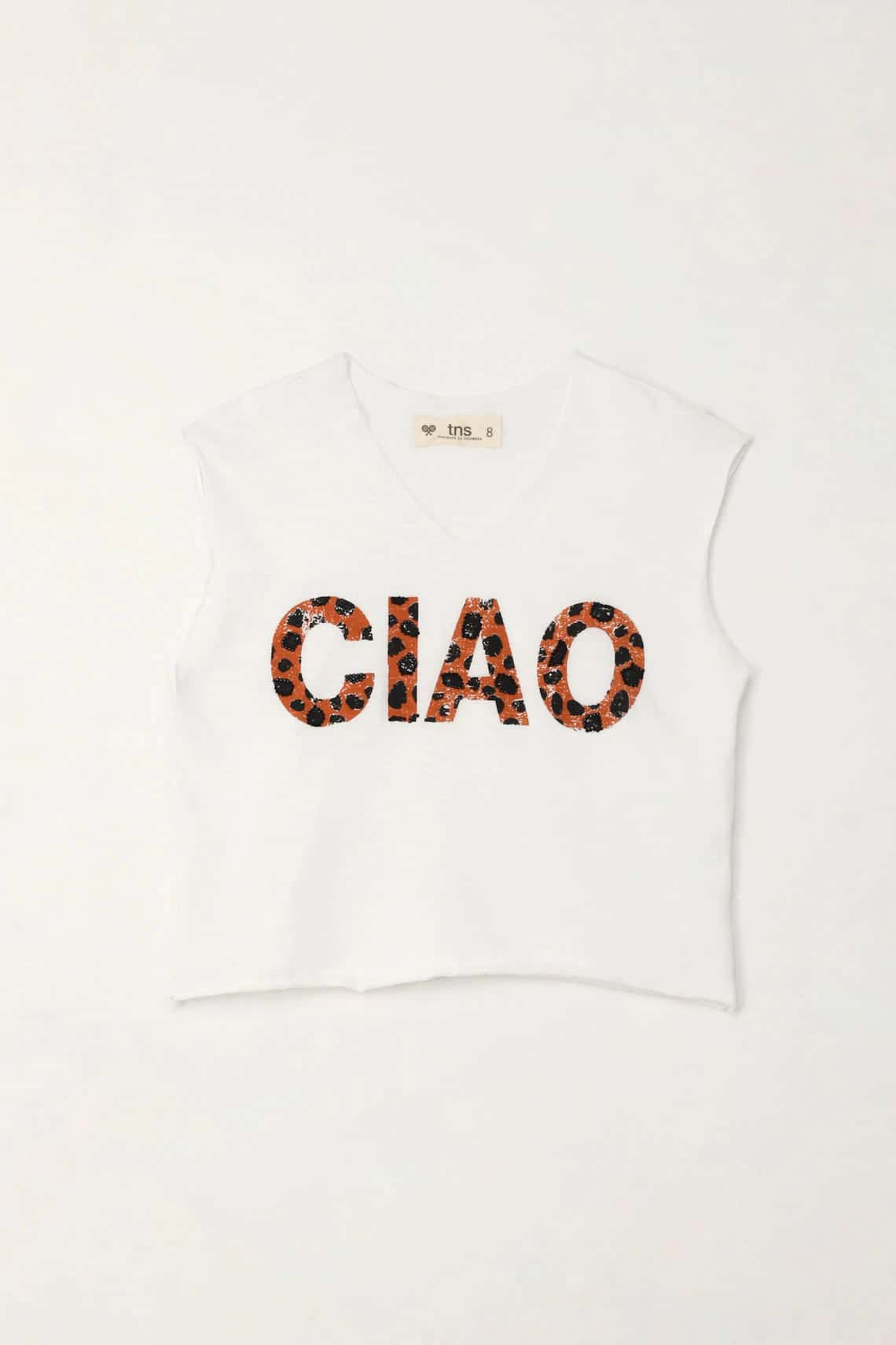 Camiseta manga sisa con estampado blanca para niña