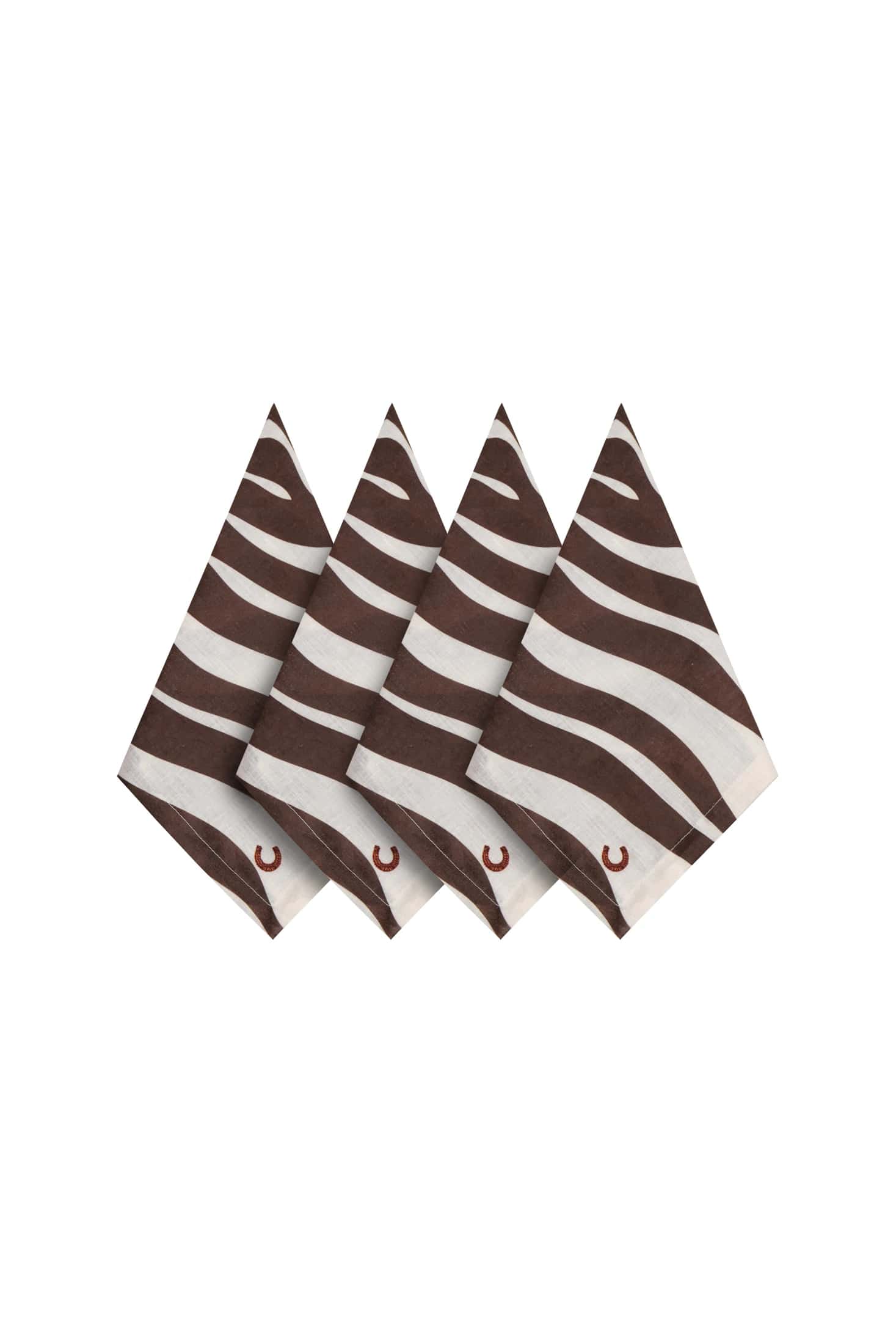 Zebra Embroidered Linen Napkins / Set of 4