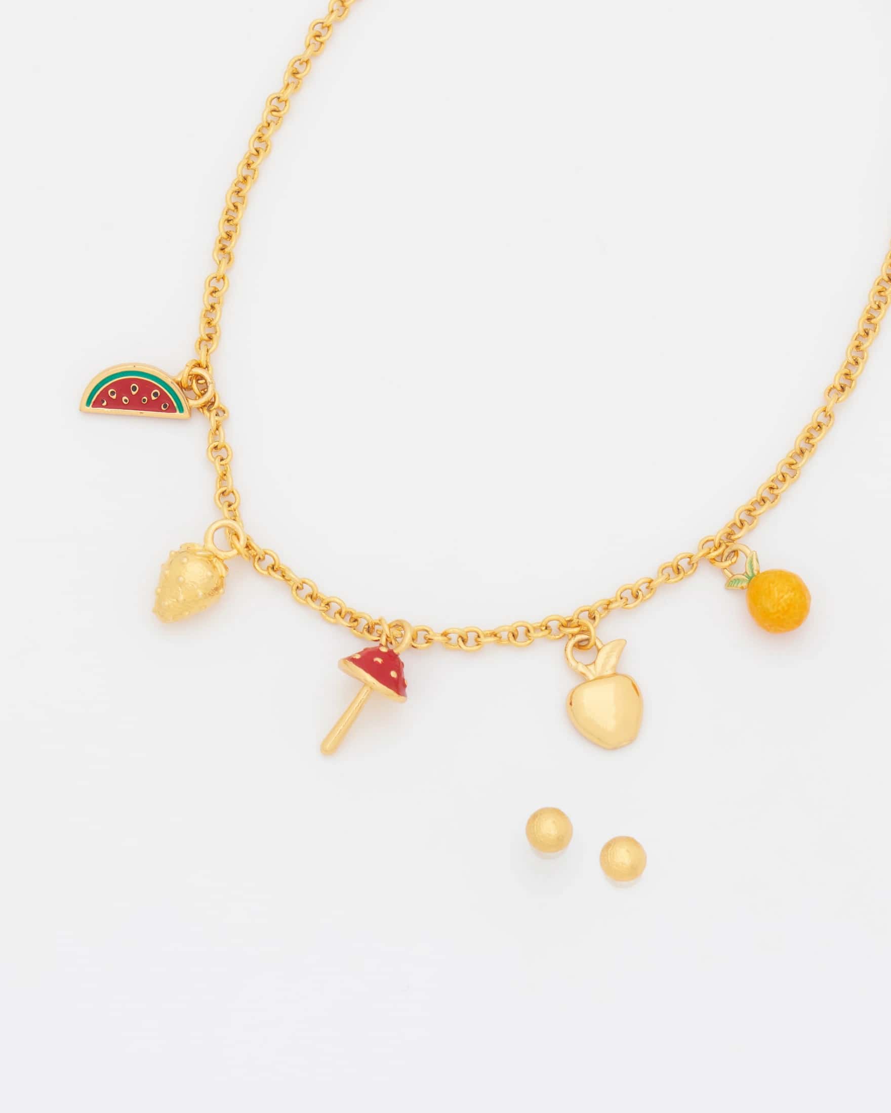 Collar Multicharms Hongo + Aretes