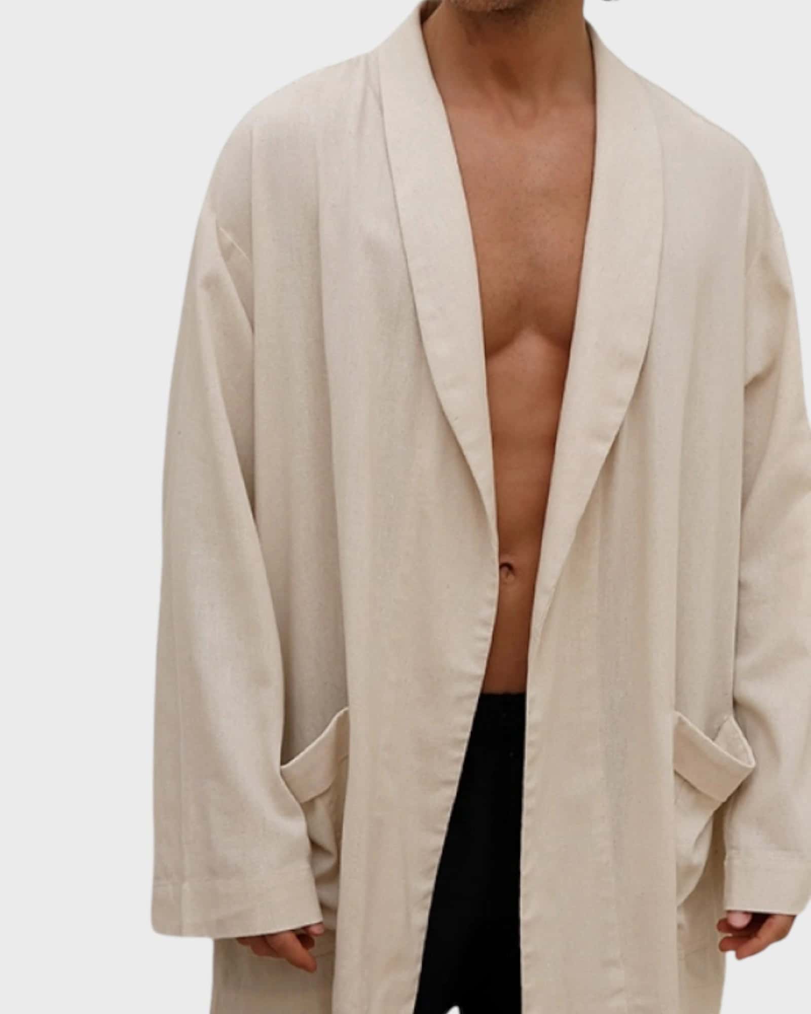 Amalfi Beige Linen Robe - miniatura 2