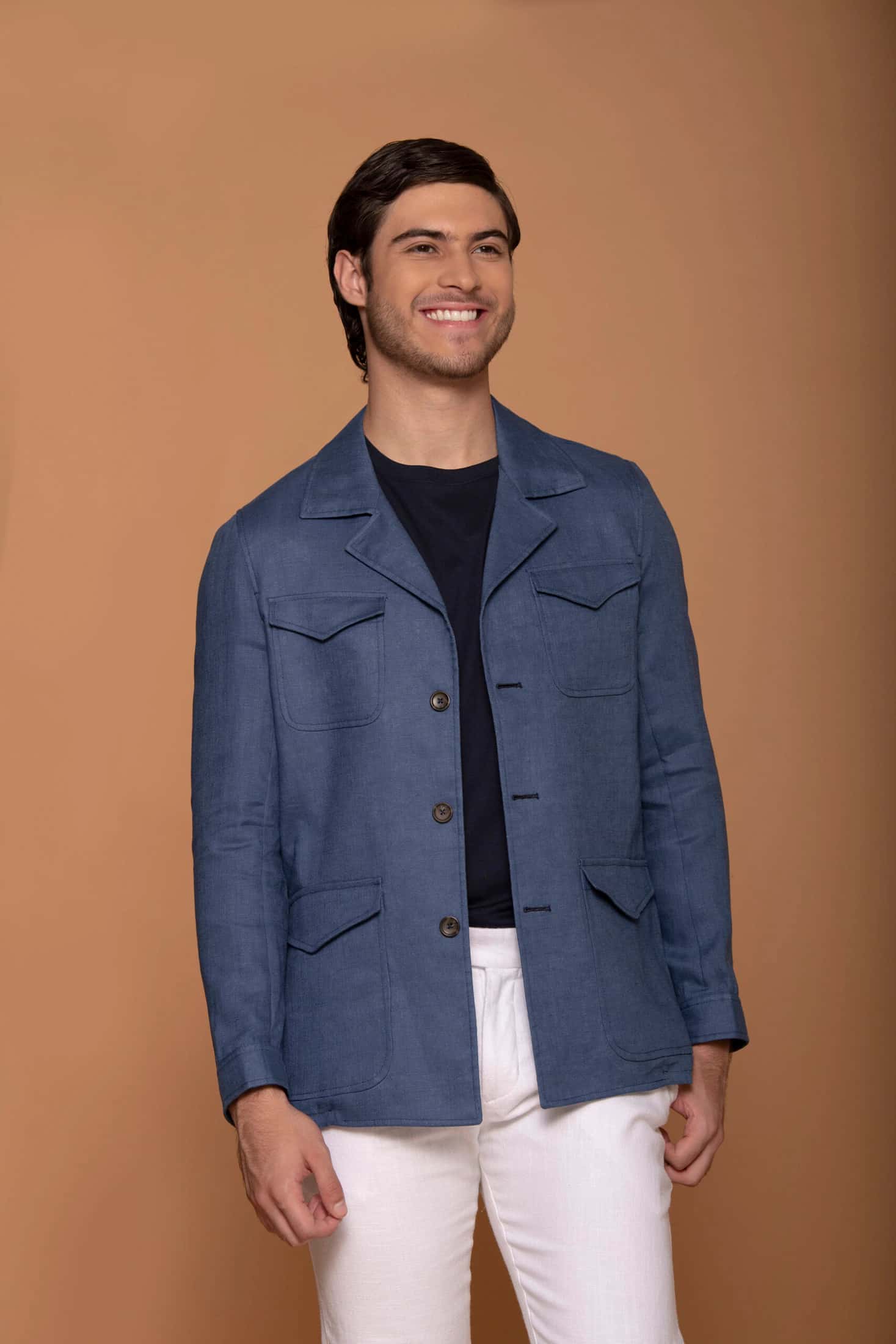 Chaqueta Safari Lino Azul Spark
