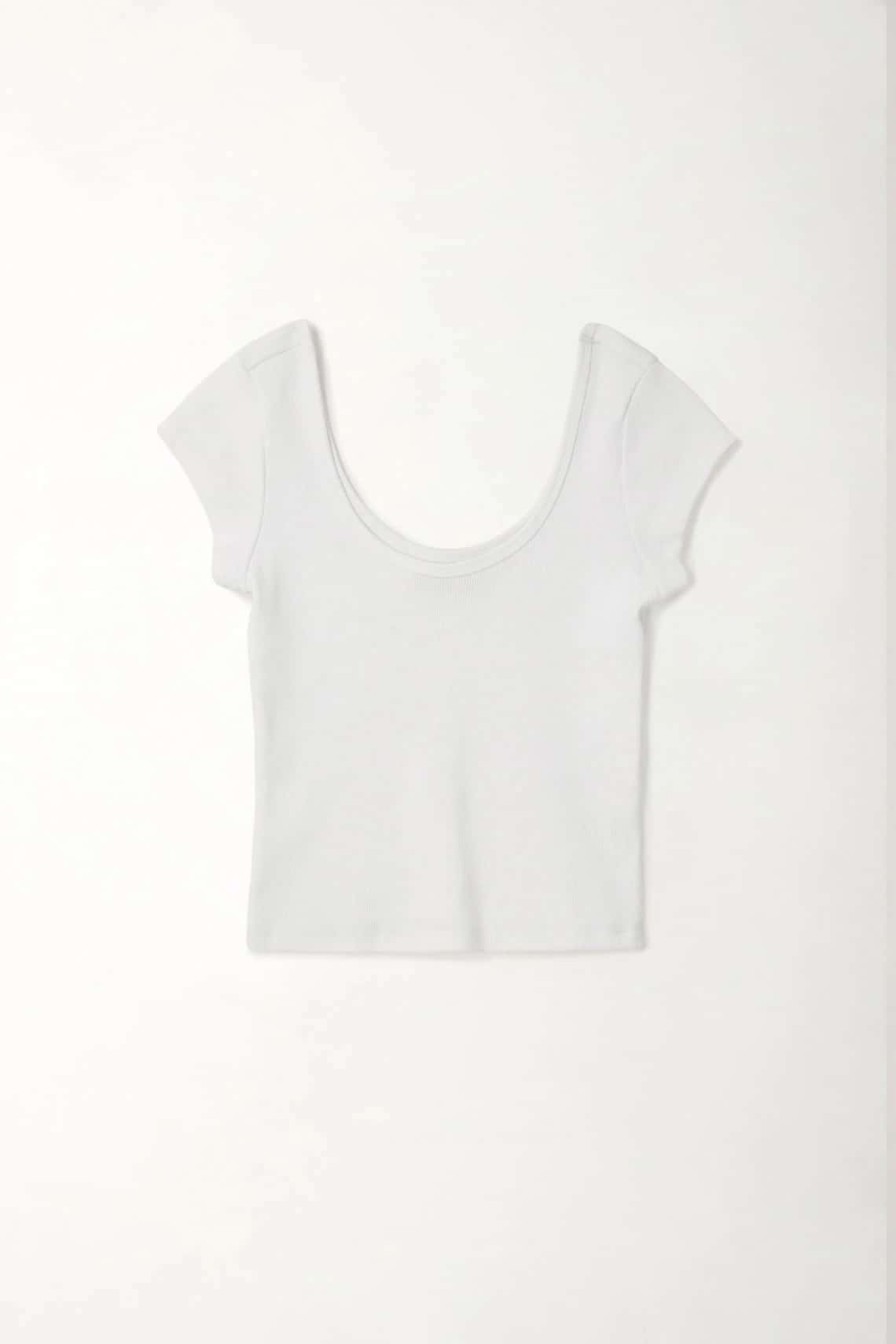 Camiseta en rib ajustada blanca para mujer
