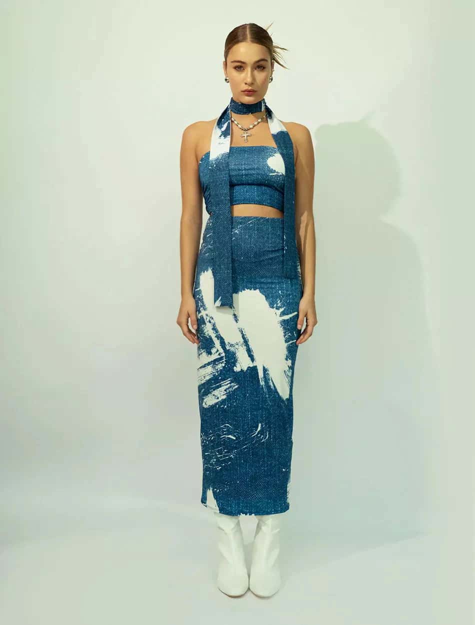 Long Skirt in Brushstroke