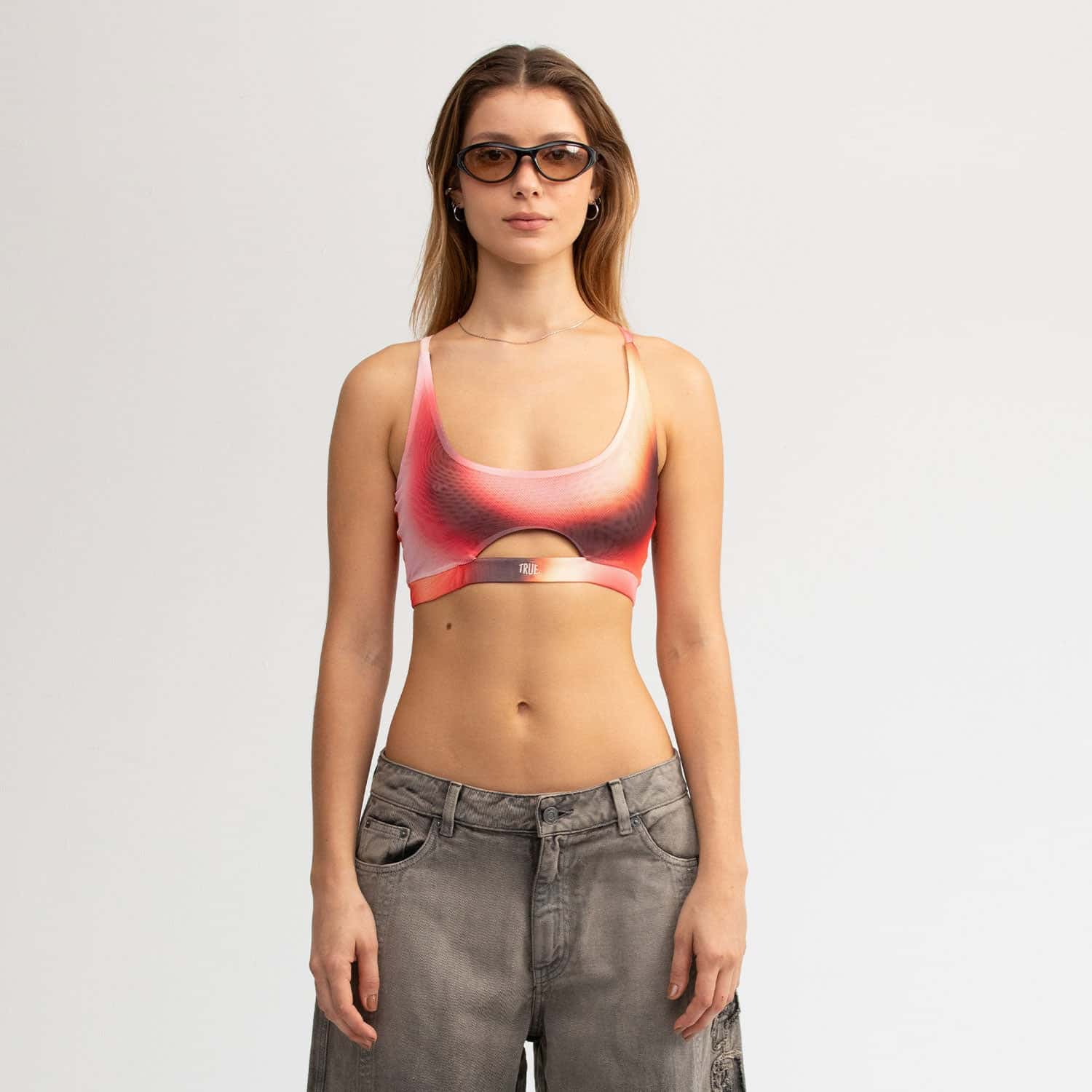 Gradient Mesh Cut-Out Top - Pink