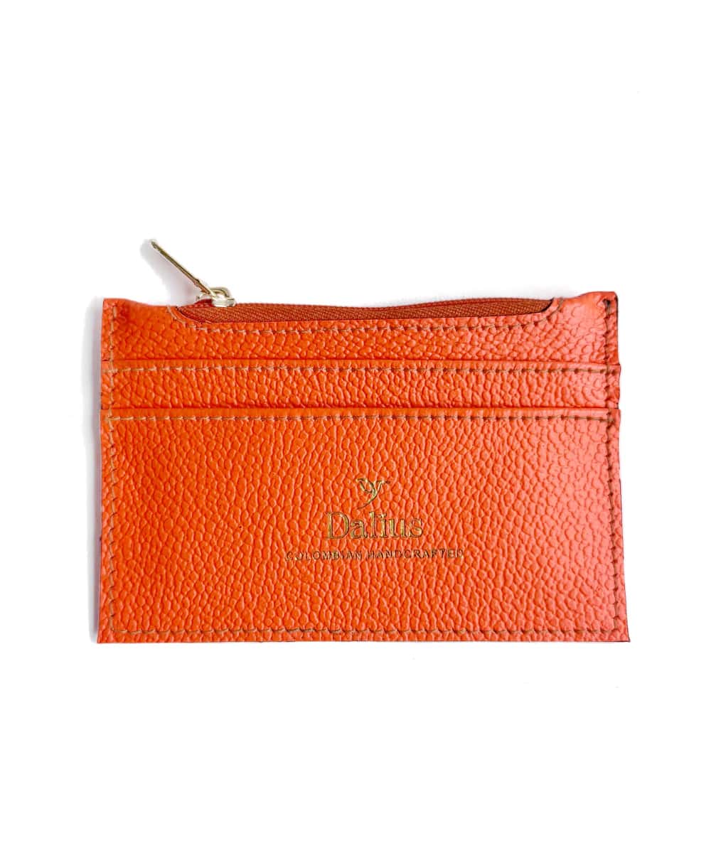 Mini Tarjeteros en cuero naranja neon