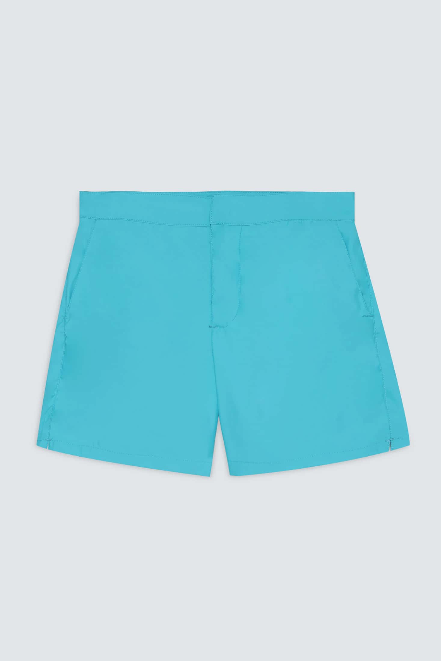 Men's swim trunk turquoise plain waistband