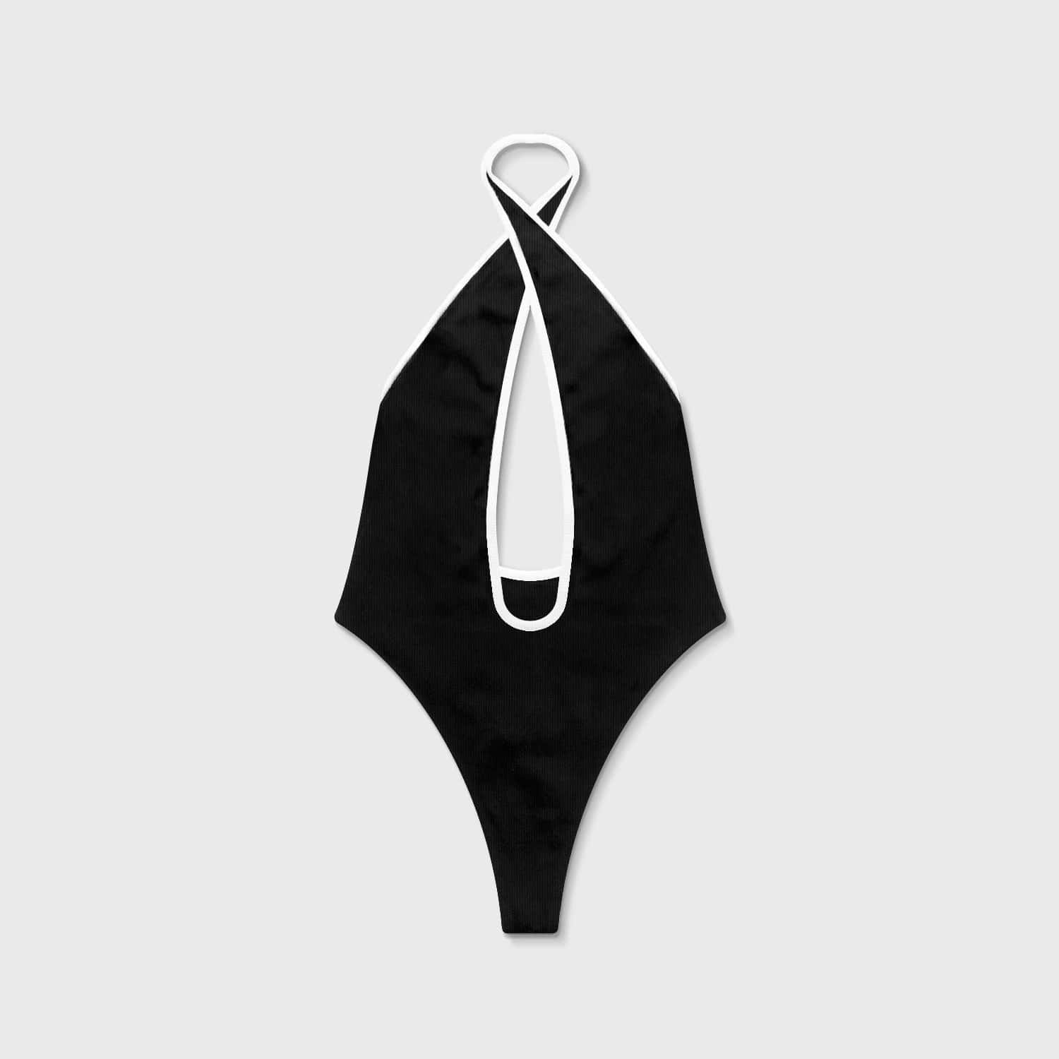 Shadow Halter Ribbed Bodysuit - Black