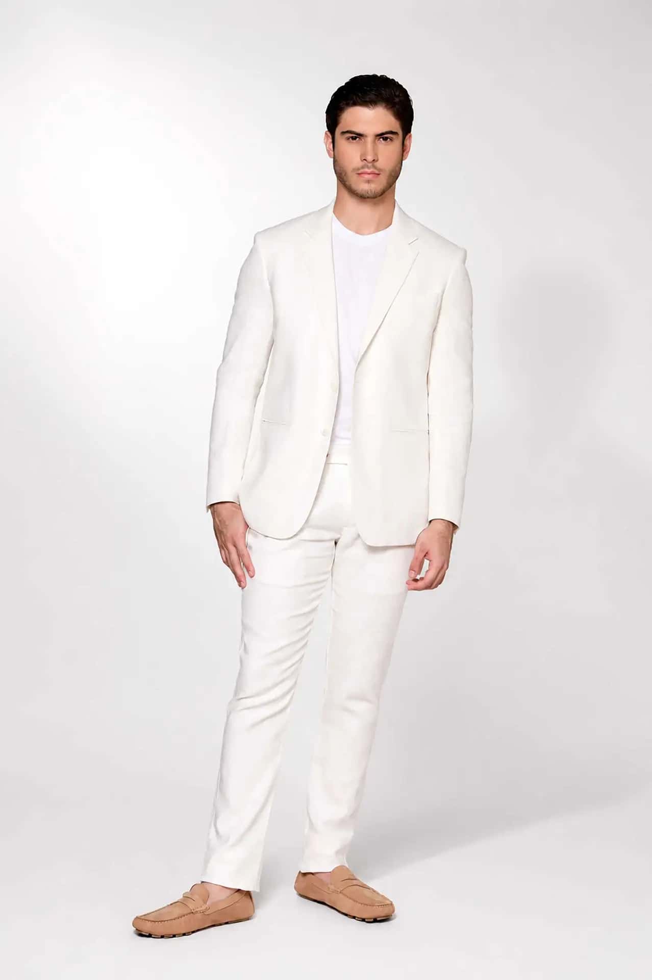 Traje Slim Fit 100% Lino Verde Aloe