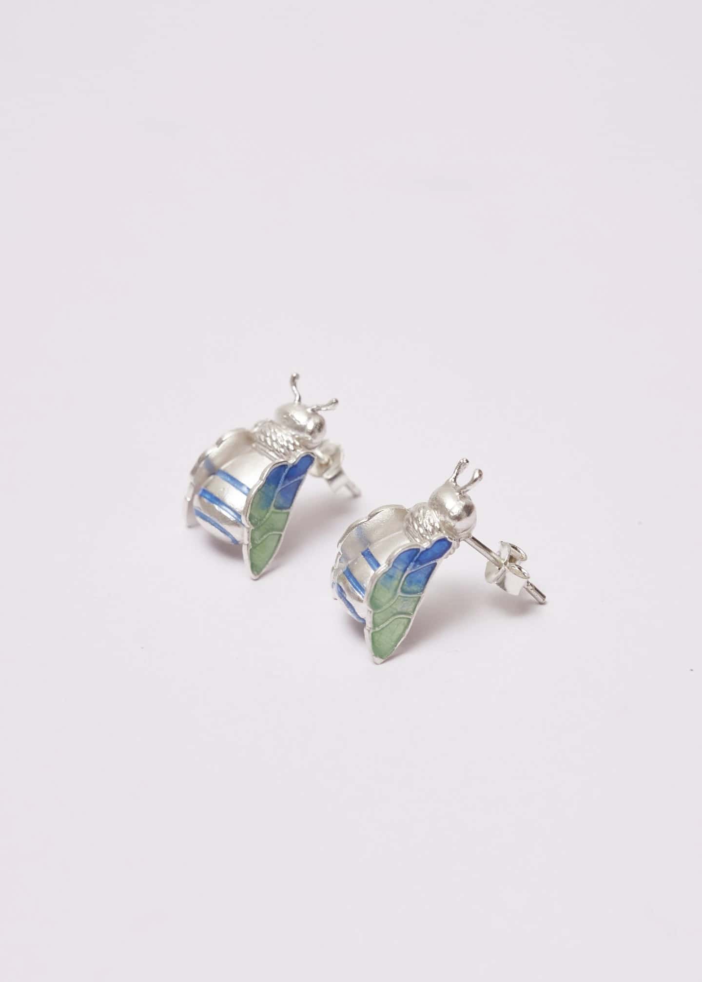 Aretes Drone plata azul - miniatura 2