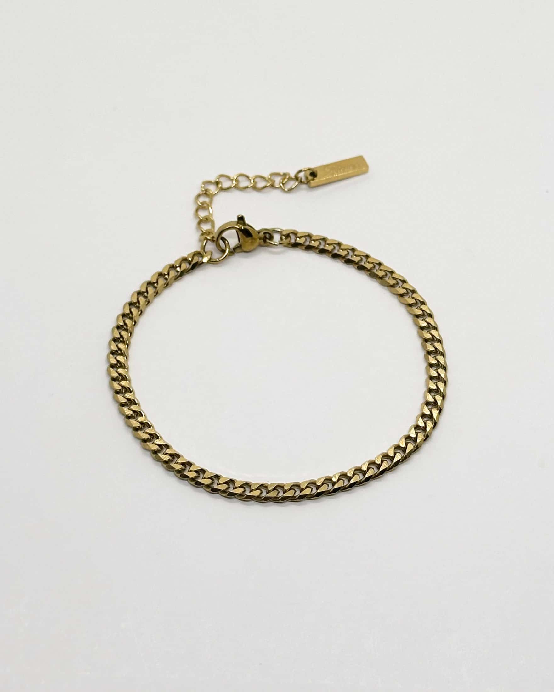 Thin Cuban Bracelet, Gold