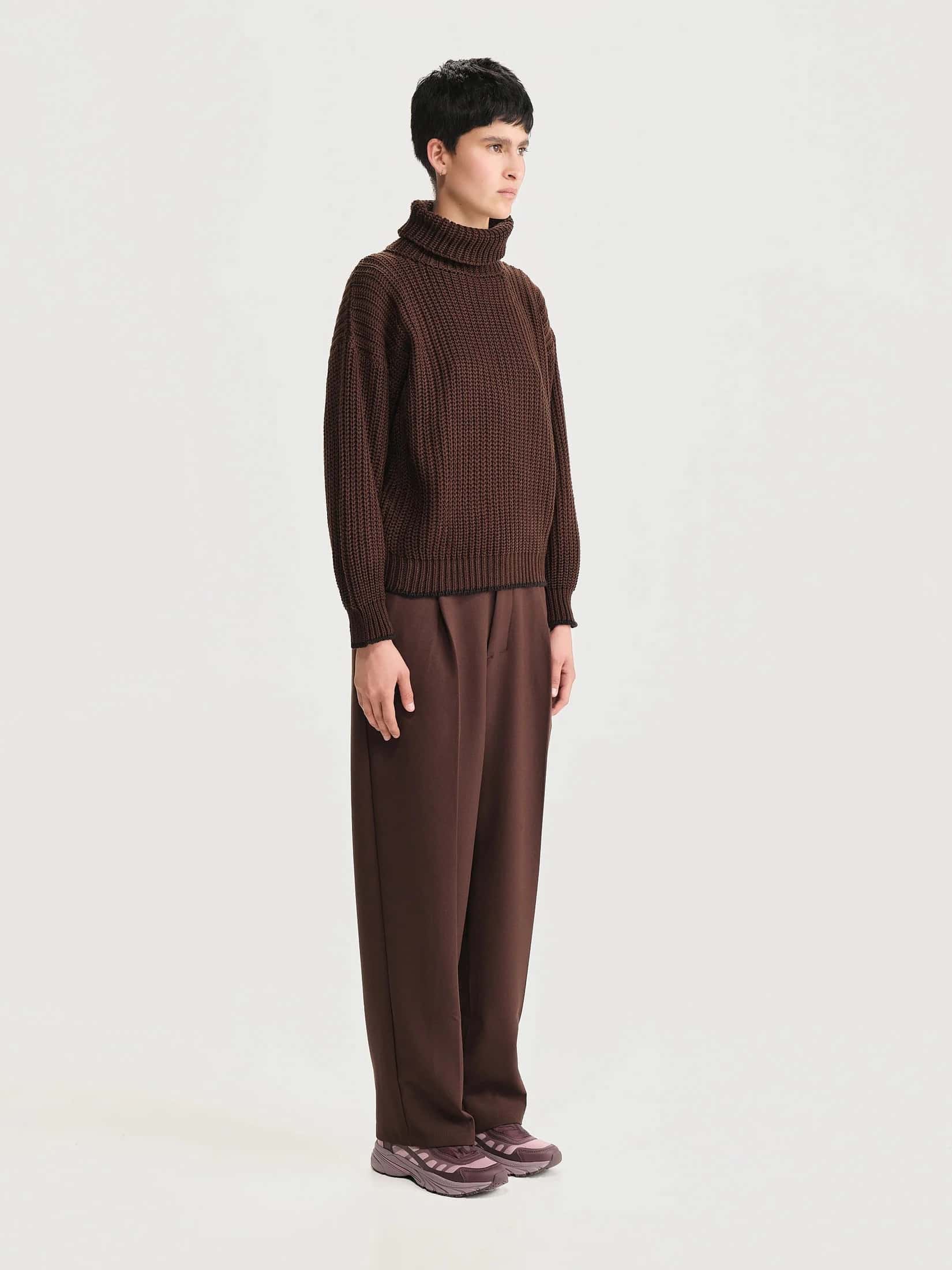 Saco Cuello Tortuga Ingles Marron Mujer - miniatura 3