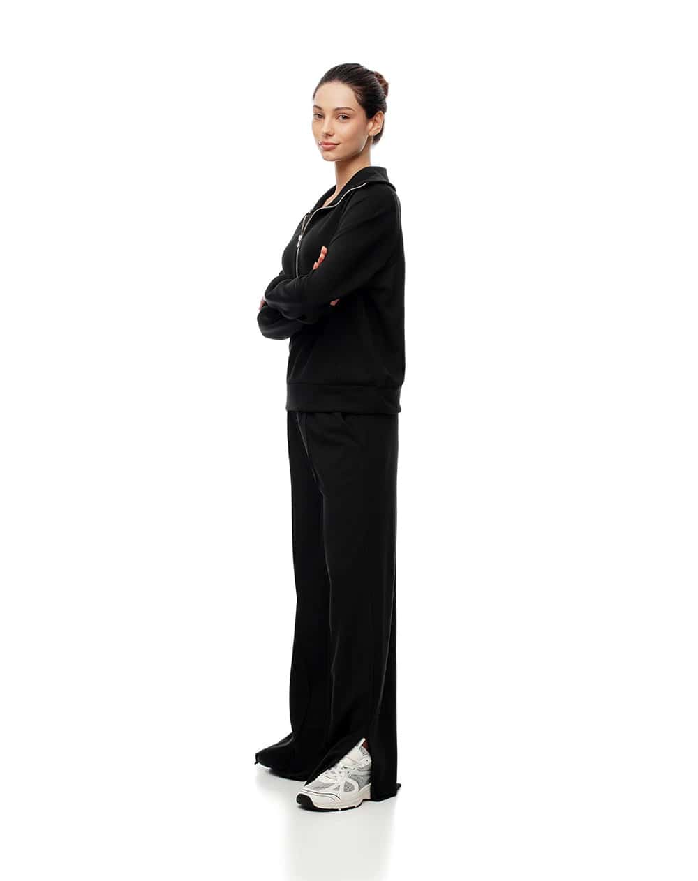 Pantalón tiro alto negro mujer