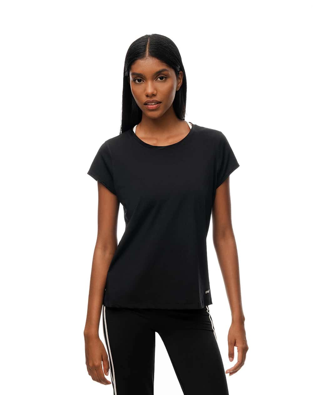 Camiseta deportiva secado rápido negra mujer