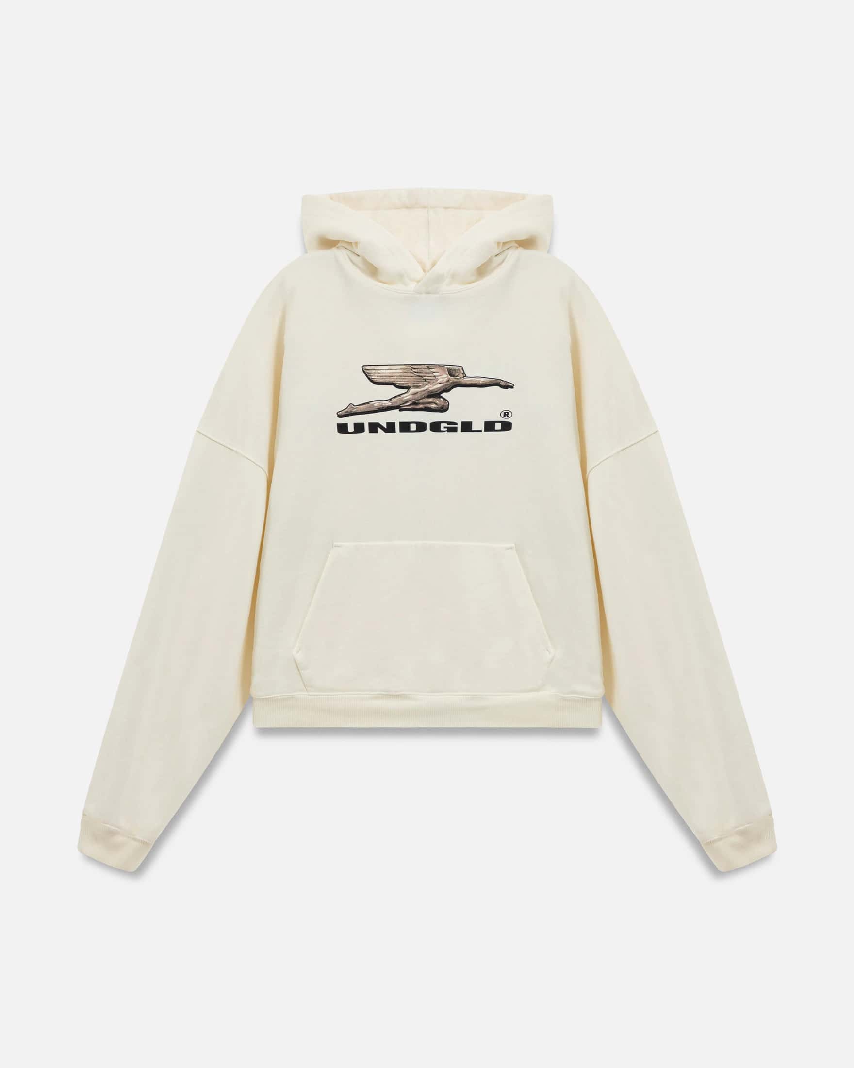 W Holy State Deco Boxy Fit Hoodie White