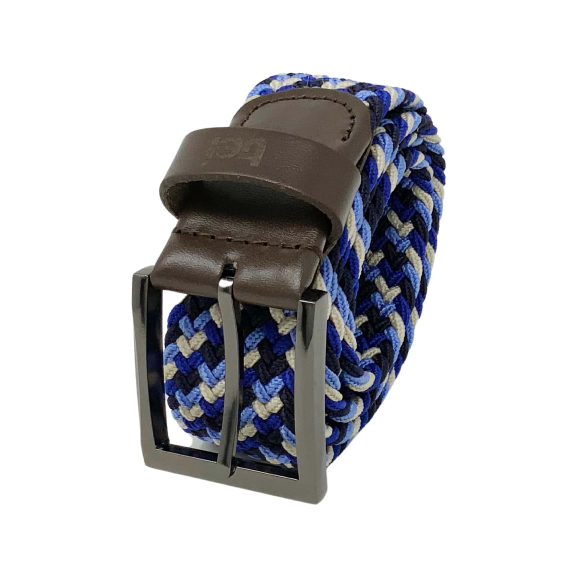 Cinturón trenzado elástico Azul / Negro / Beige - miniatura 1