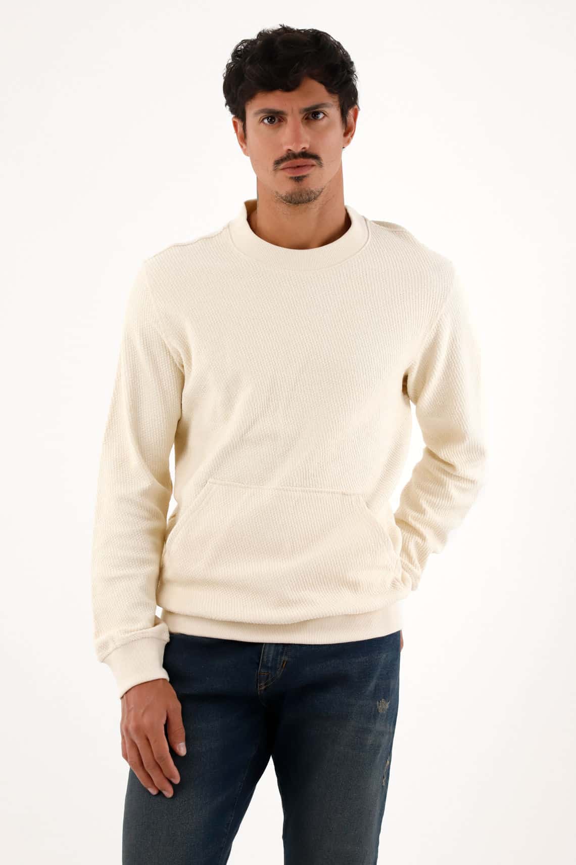 Buzo crudo de diseño cerrado para hombre