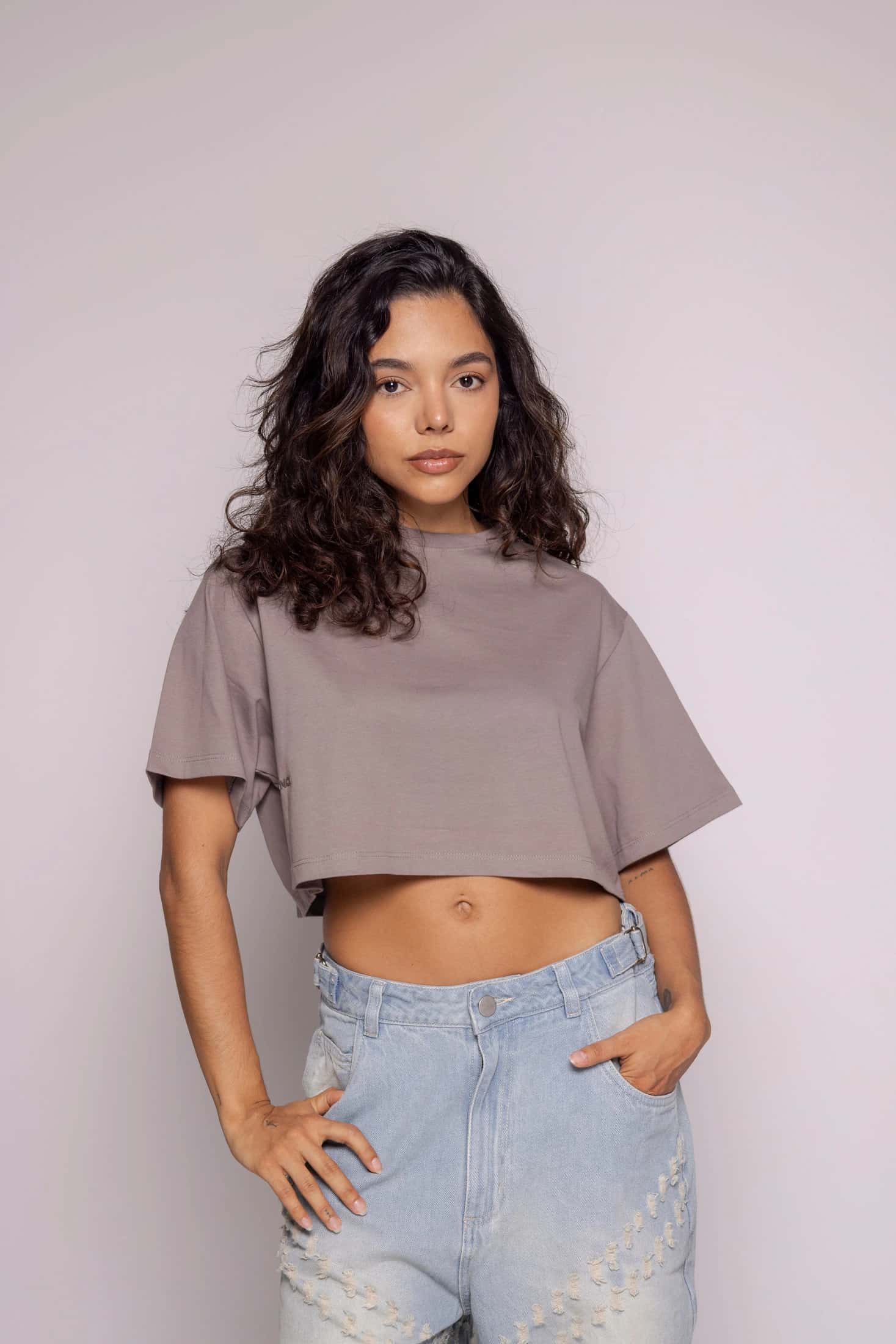 CropTop Basic Motion-Gris