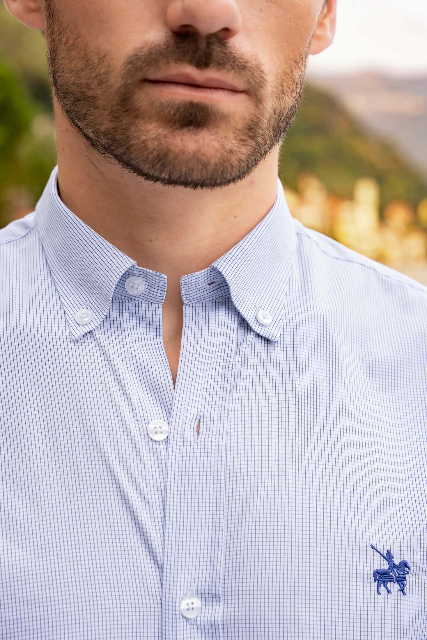 Camisa Twill Cuadros Hombre Azul medio - miniatura 2