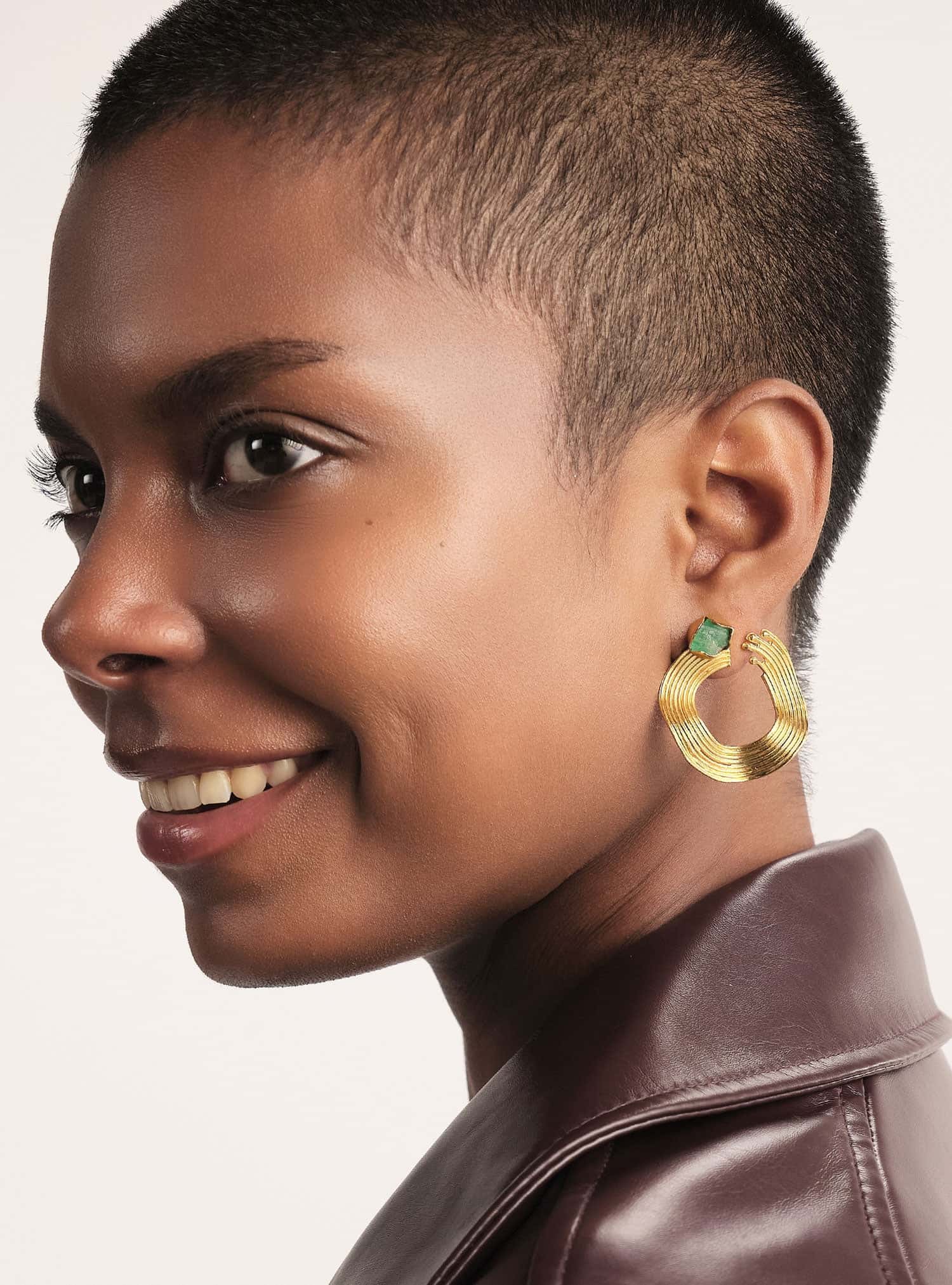 Aretes Opened Emerald Waves - miniatura 2