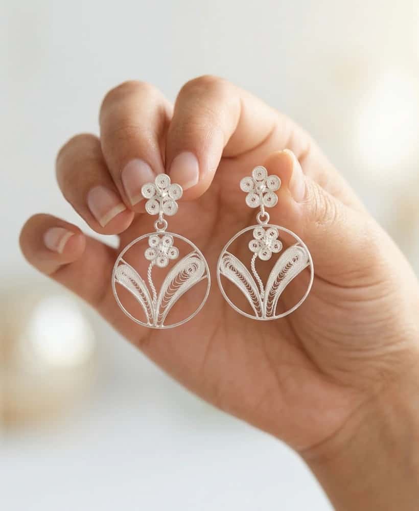 Aretes Jardín de Filigrana Plata ley 950