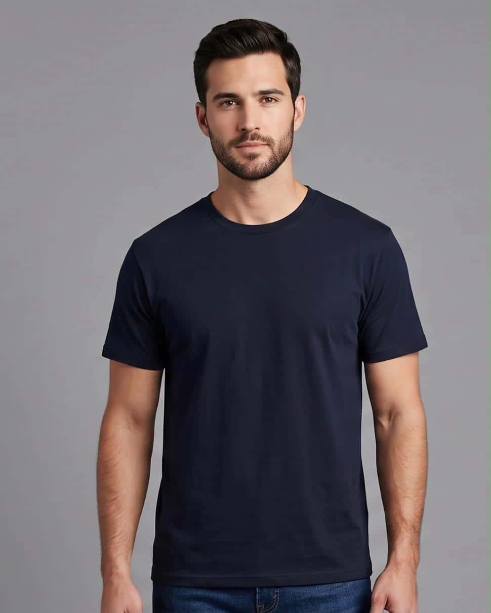 Camiseta Basica Premium Cotton Azul Oscuro