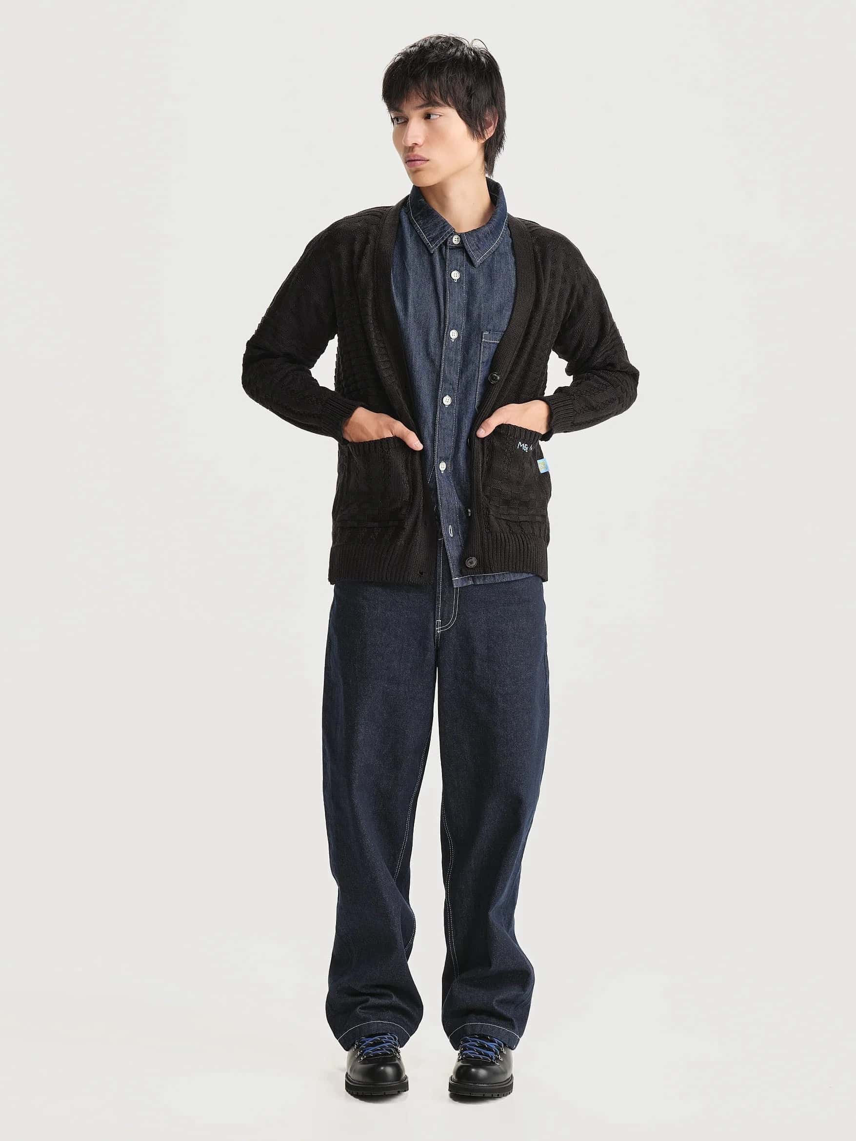 Cardigan Archivo Negro Hombre