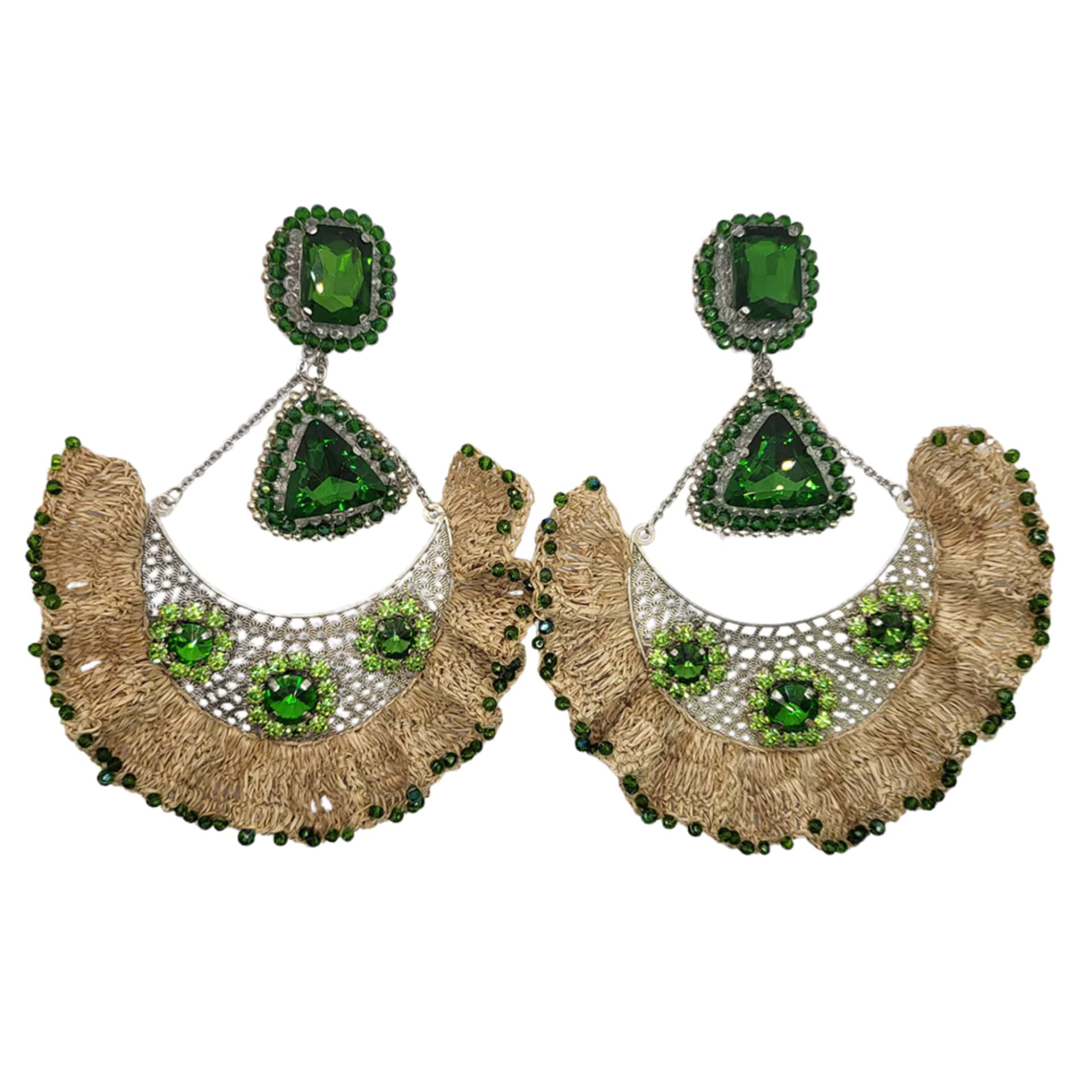 Splendor Green Half Moon Earrings