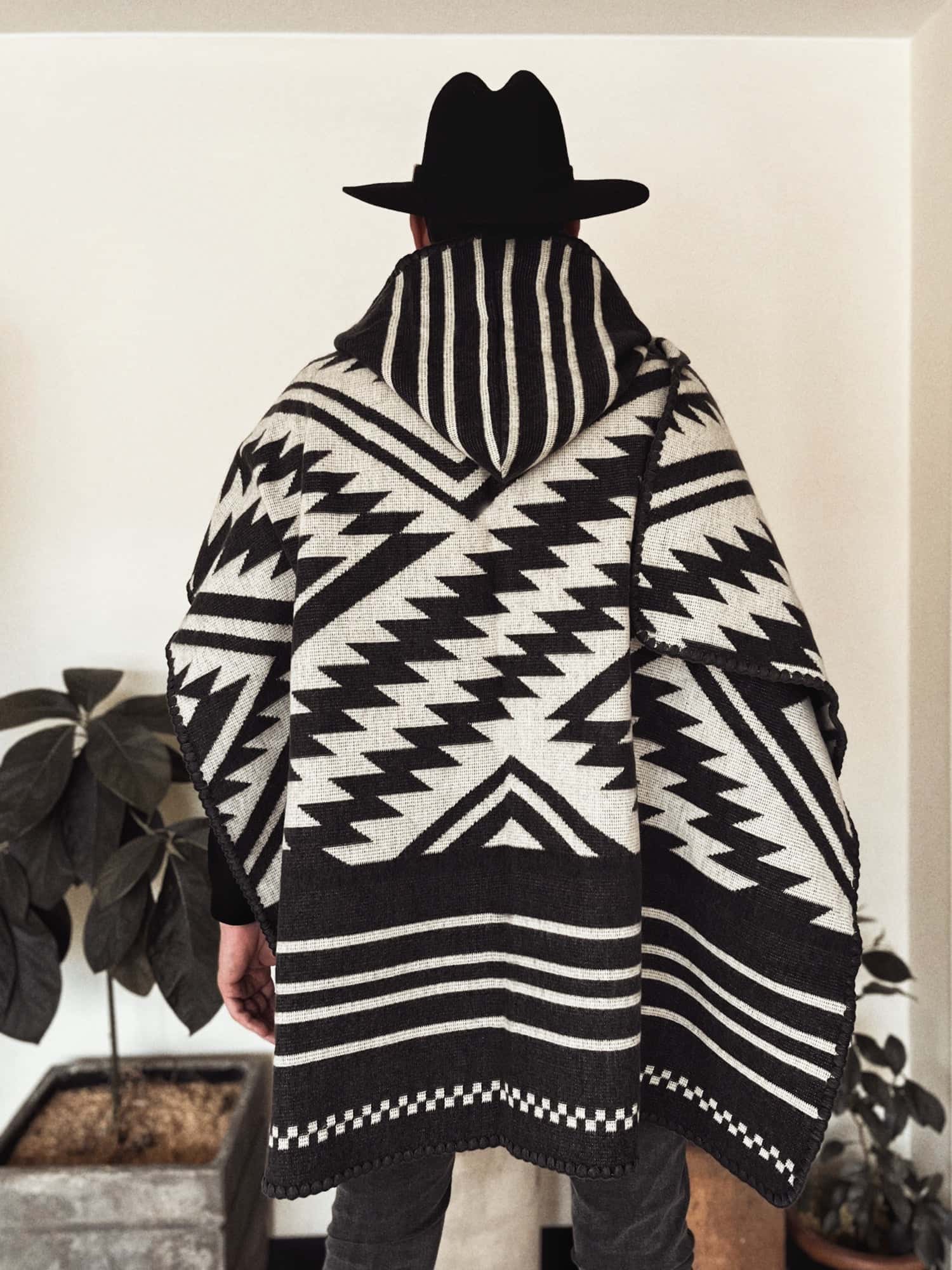 Poncho El Paso - Gris y Beige, con Capota - miniatura 3