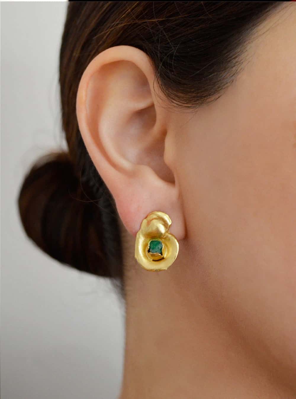 Aretes Fiba Esmeralda Pequeño - miniatura 2
