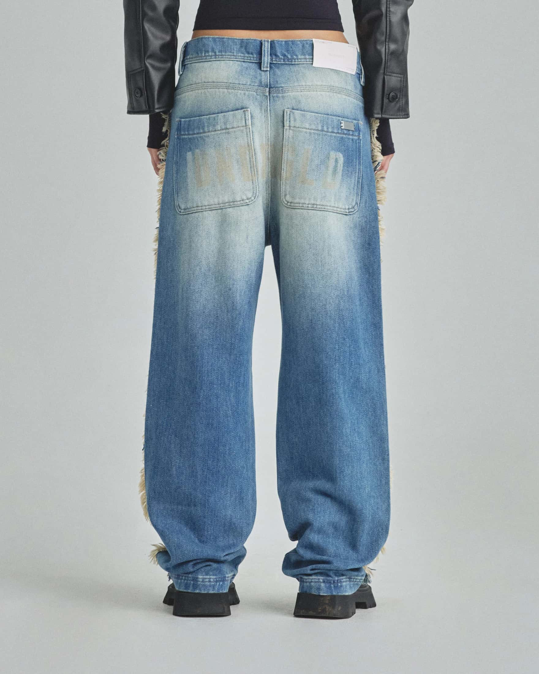 W Spring UNDRGLD Frayed Wide Jeans Blue - miniatura 7