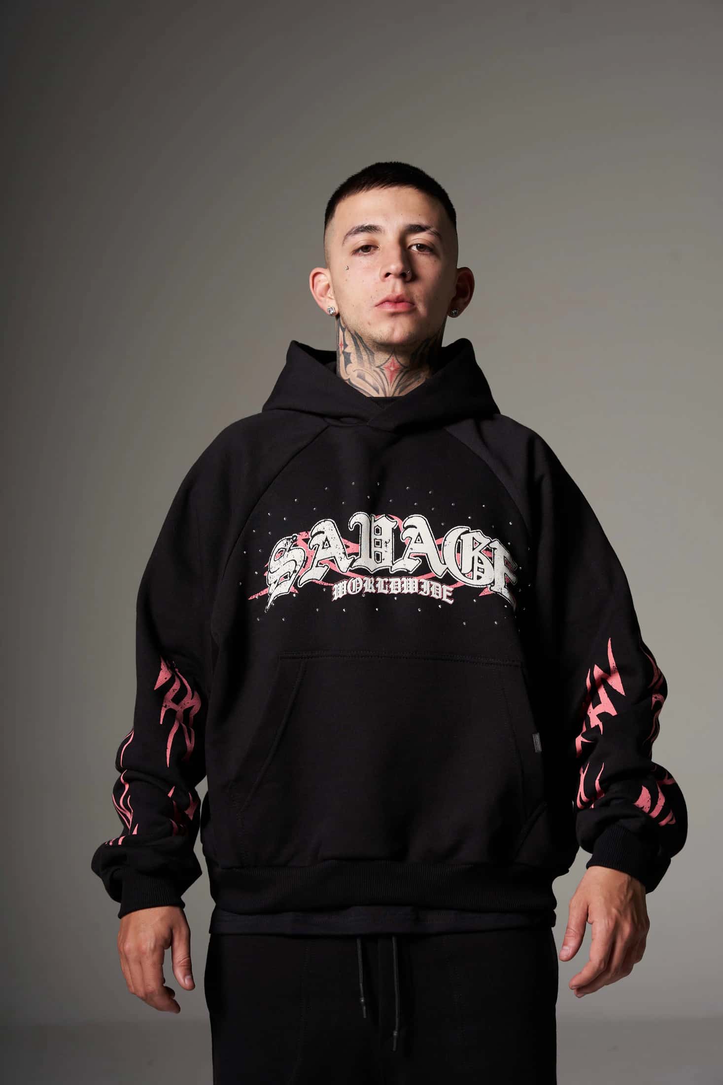 Hoodie Boxy fit rosa piedras  400 gramos