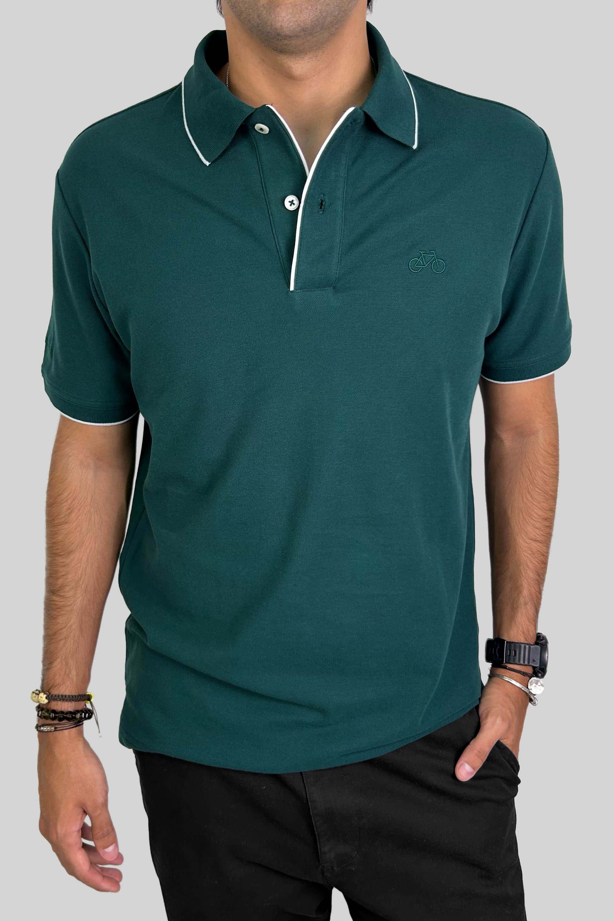 POLO RIB MANGA CORTA FOREST