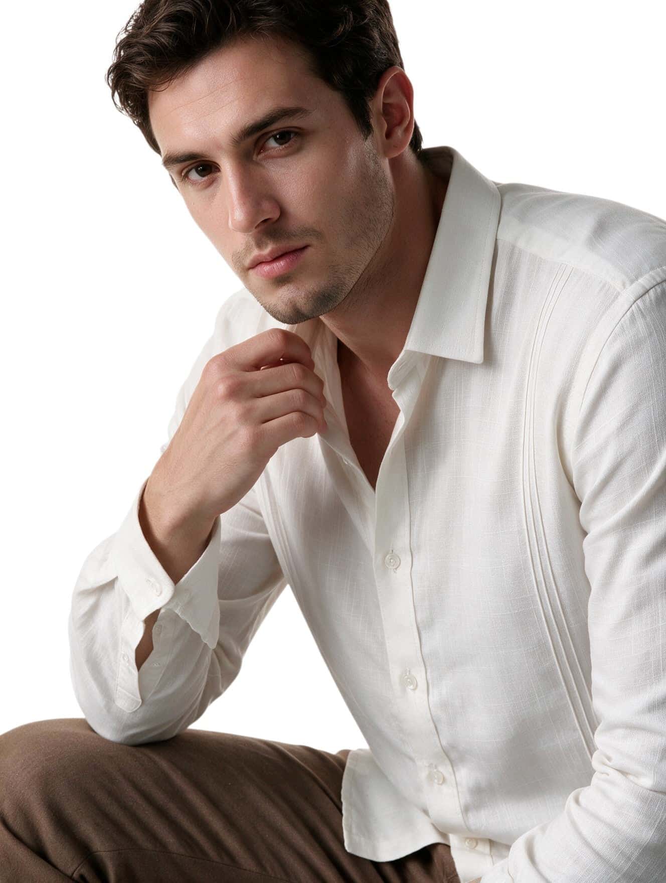 Guayabera blanca con alforzas - miniatura 2